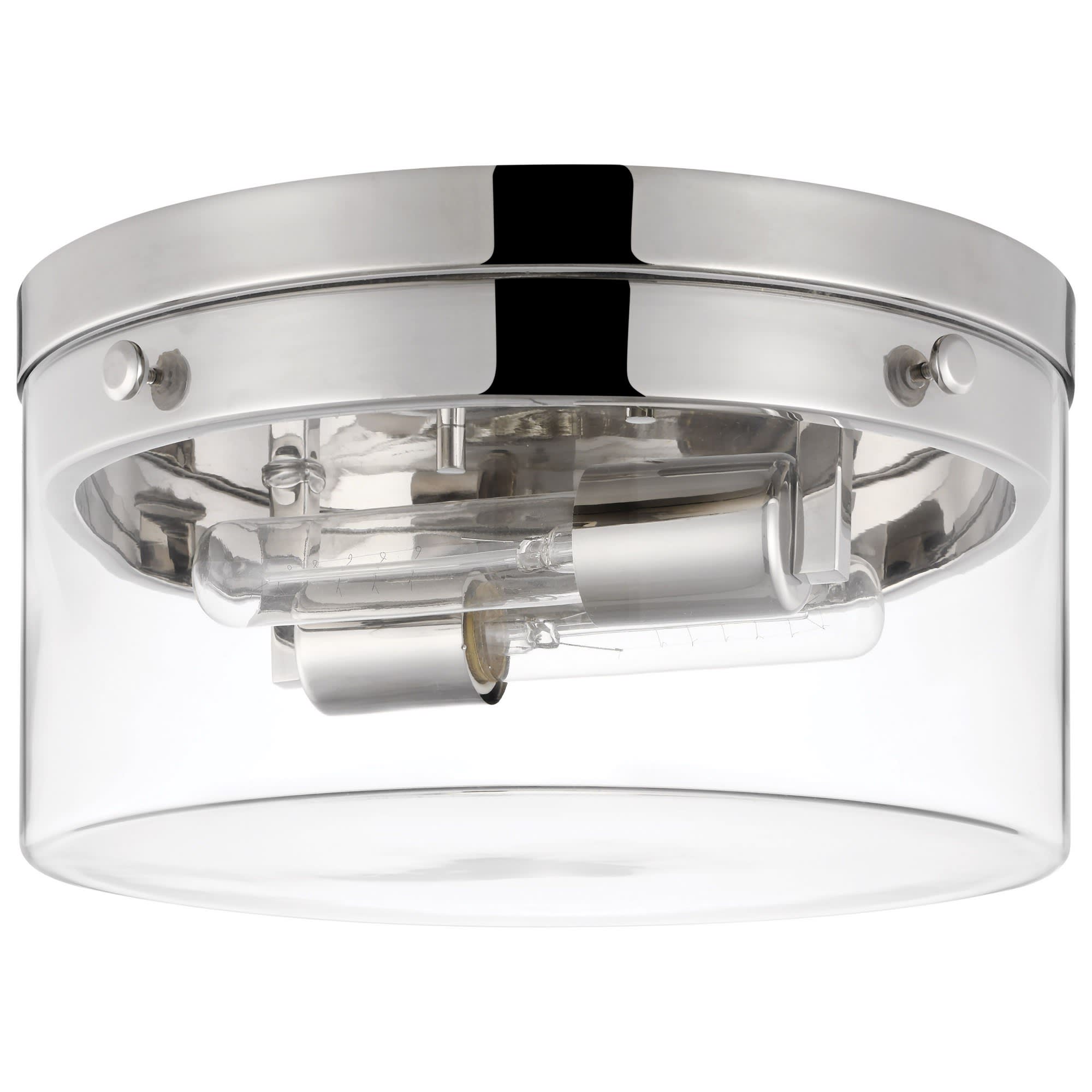 Nuvo Lighting A-NUVO-60/7637 Intersection 2 - Light Polished Nickel Industrial Glass & Steel Flush Mount Light