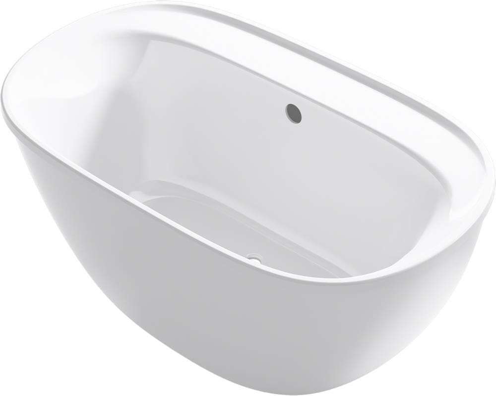 Sterling 95337-0 Spectacle 34.25-in x 60.1875-in White Acrylic Oval Freestanding Soaking bathtub ( Center Drain )
