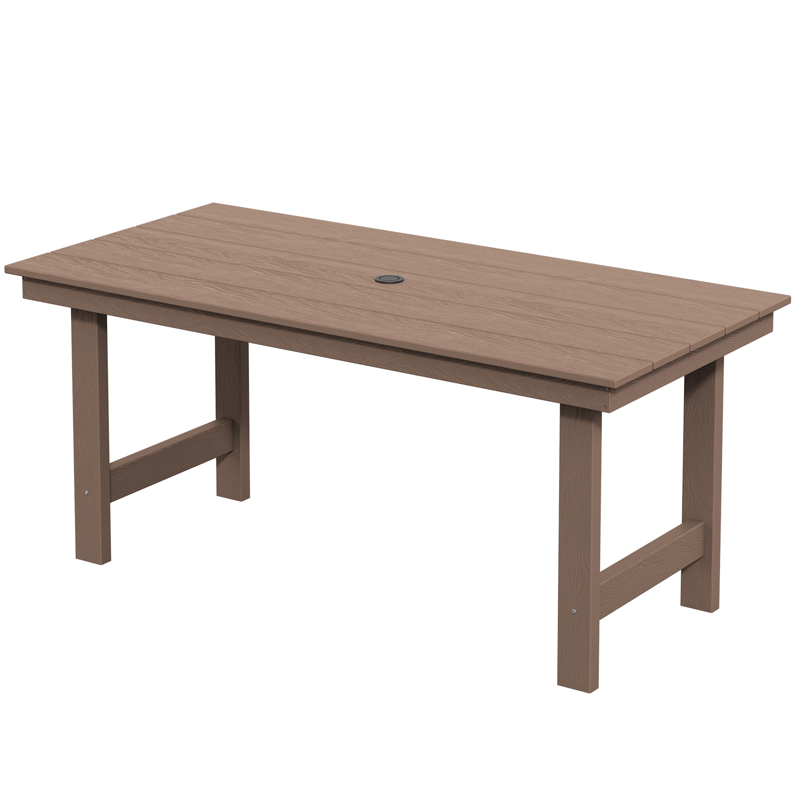 JEAREY JYCZ-BN HDPE Rectangle Patio Dining Table Rectangle Outdoor Dining 32.1-in W x 66.9-in L with Umbrella Hole