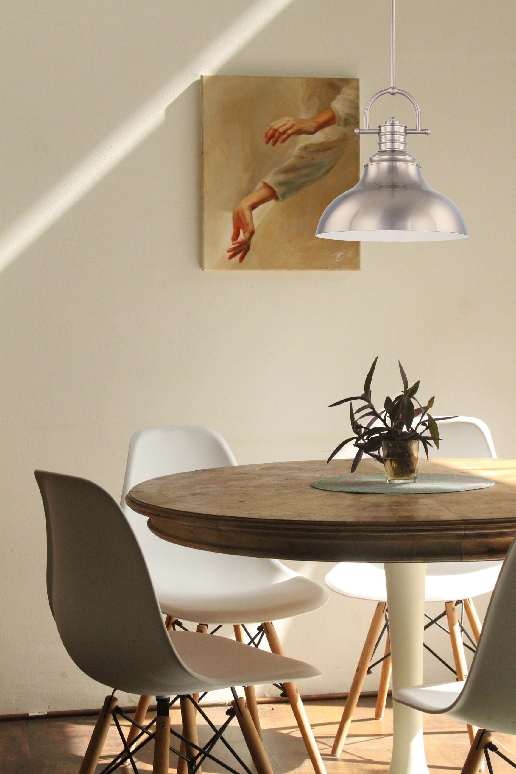 Sleek Modern LED Brushed Nickel Bell-Shaped Pendant Light