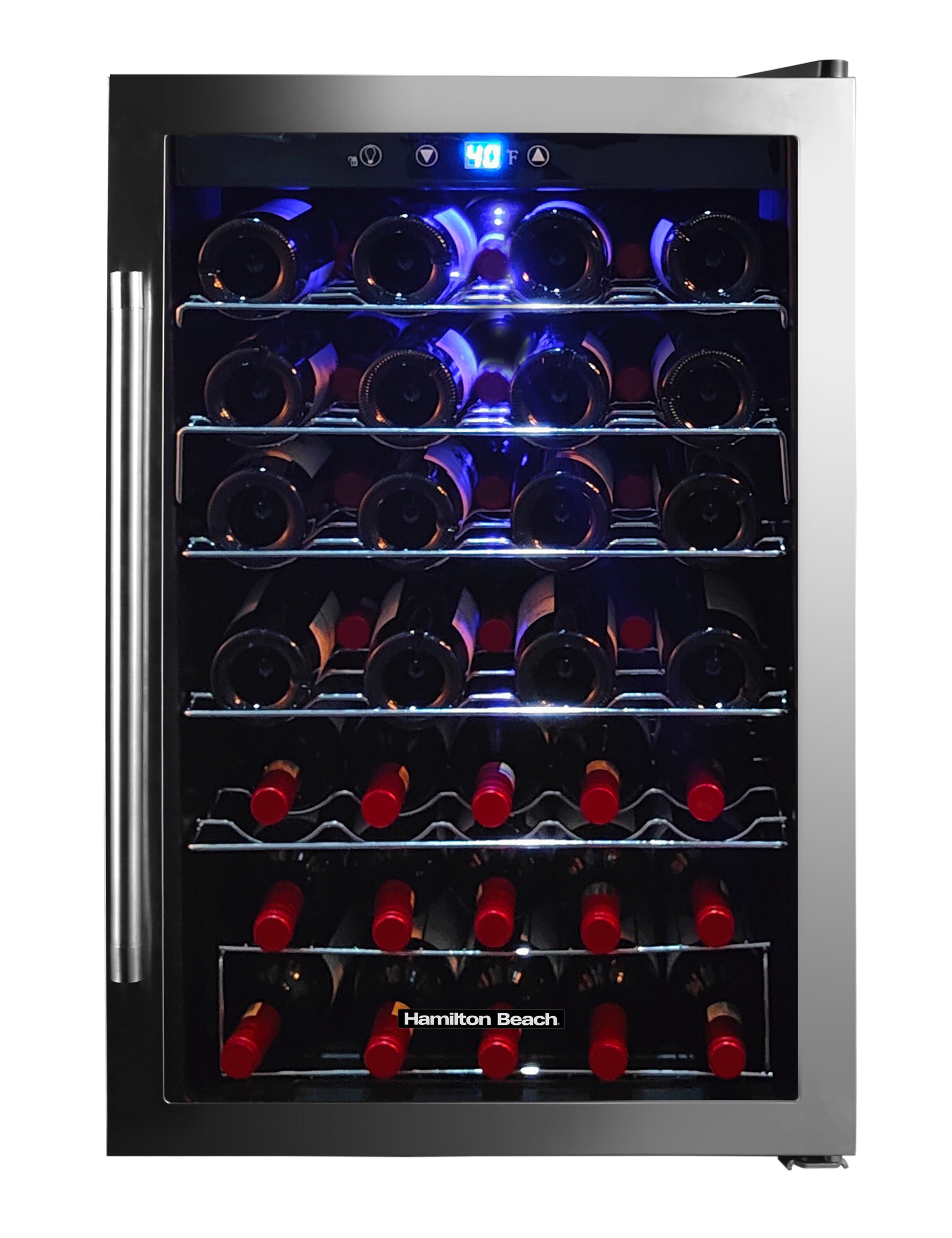 Hamilton Beach HBWF4303 22.75-in W 43 -Bottles Black Freestanding Indoor Wine Cooler