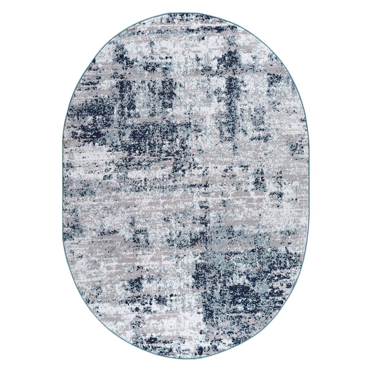 World Rug Gallery 910BLUE5OV 5 x 7 (ft) Loomed Polypropylene Blue Oval Indoor Distressed/Overdyed Global Area rug