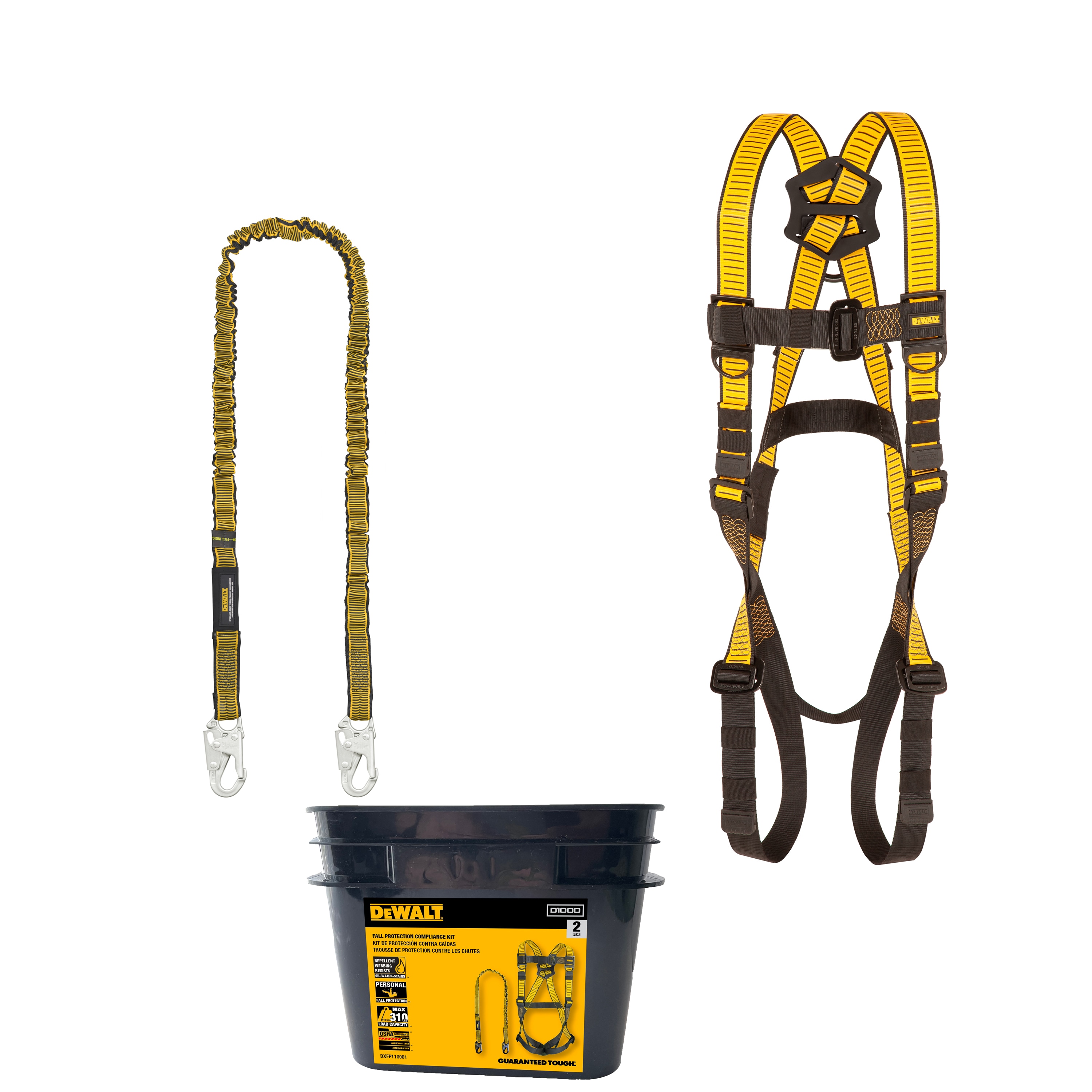 DEWALT DXFP110001 Dewalt Fall Protection Compliance Kit Includes D1000 Harness with Pt Legs, and A 6 Ft Lanyard