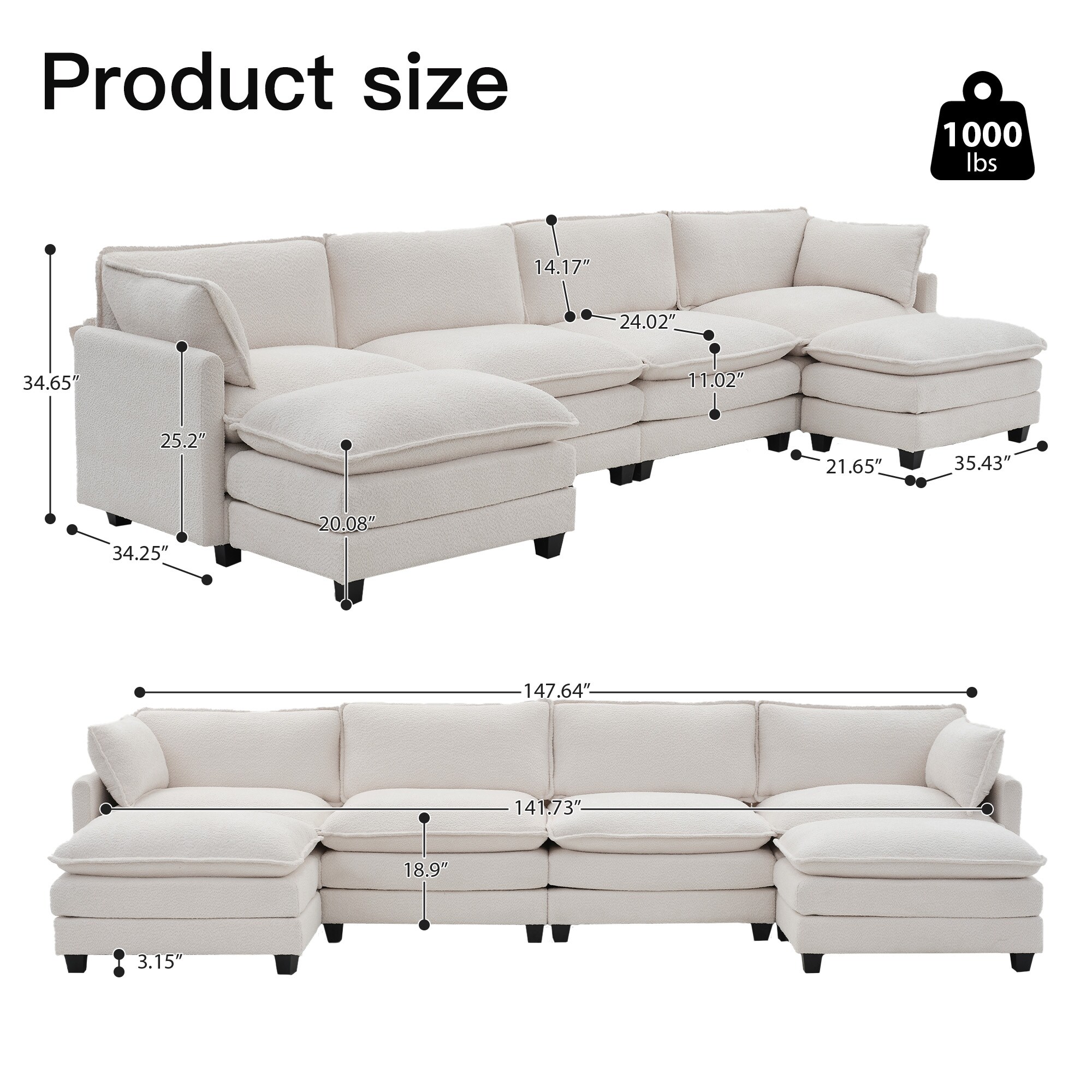 VOUA SAF-DXGQQ-BE Sofas-Loveseats - View #6