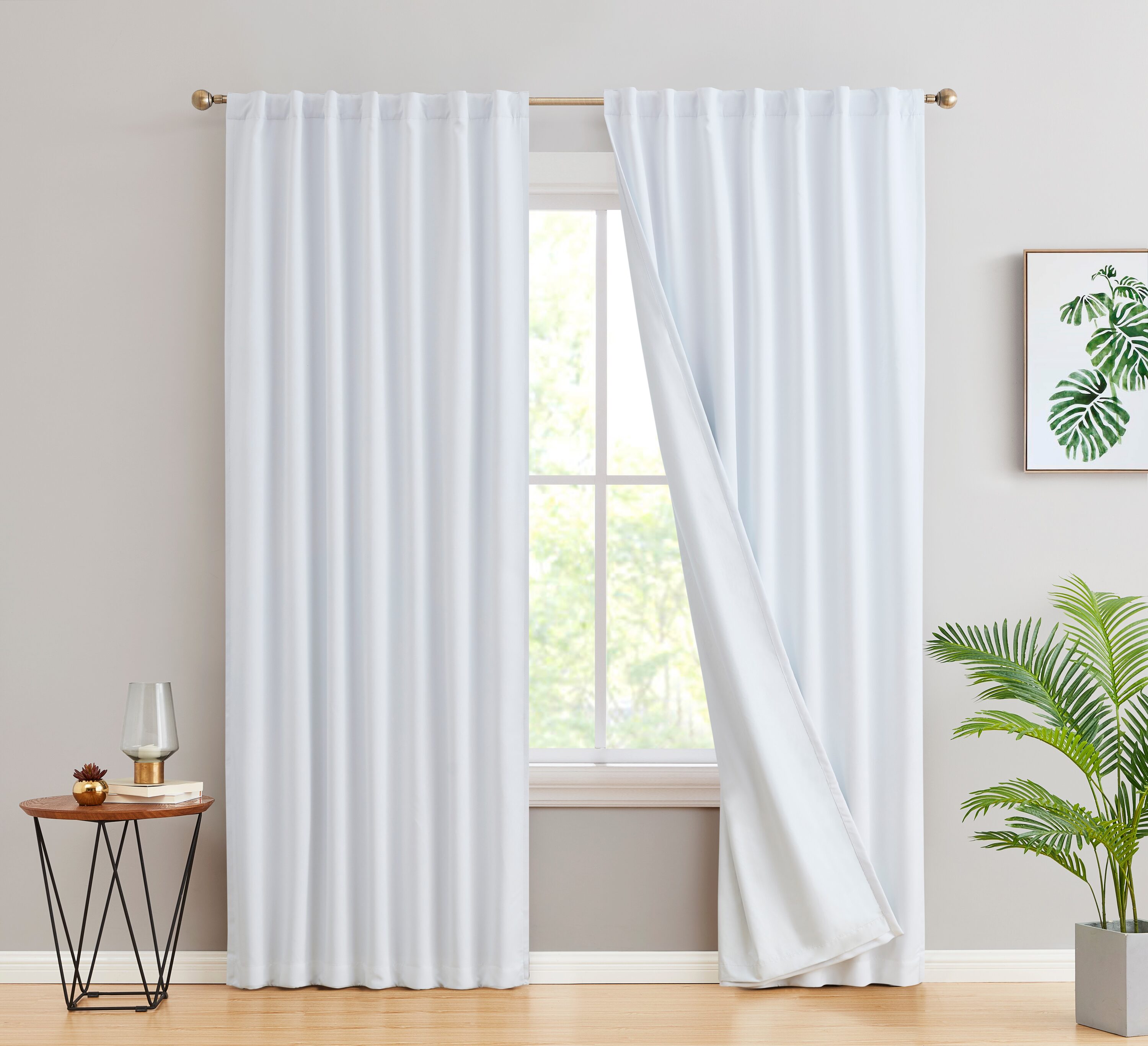 HLC.me HMLTN-BTRP-WHT42X84 Hamilton Complete Blackout Rod Pocket Window Curtain Panels Energy Efficient Privacy - Set of 2