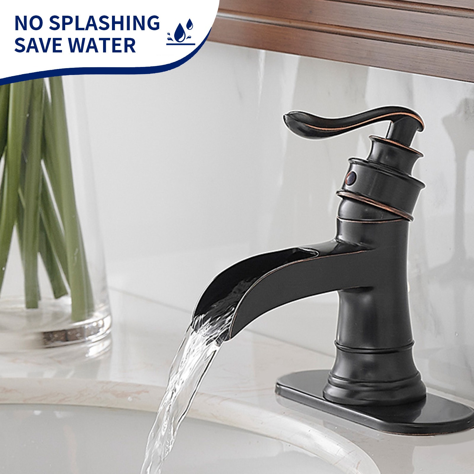 Oil Rubbed Bronze Single-Handle Waterfall Bathroom Faucet