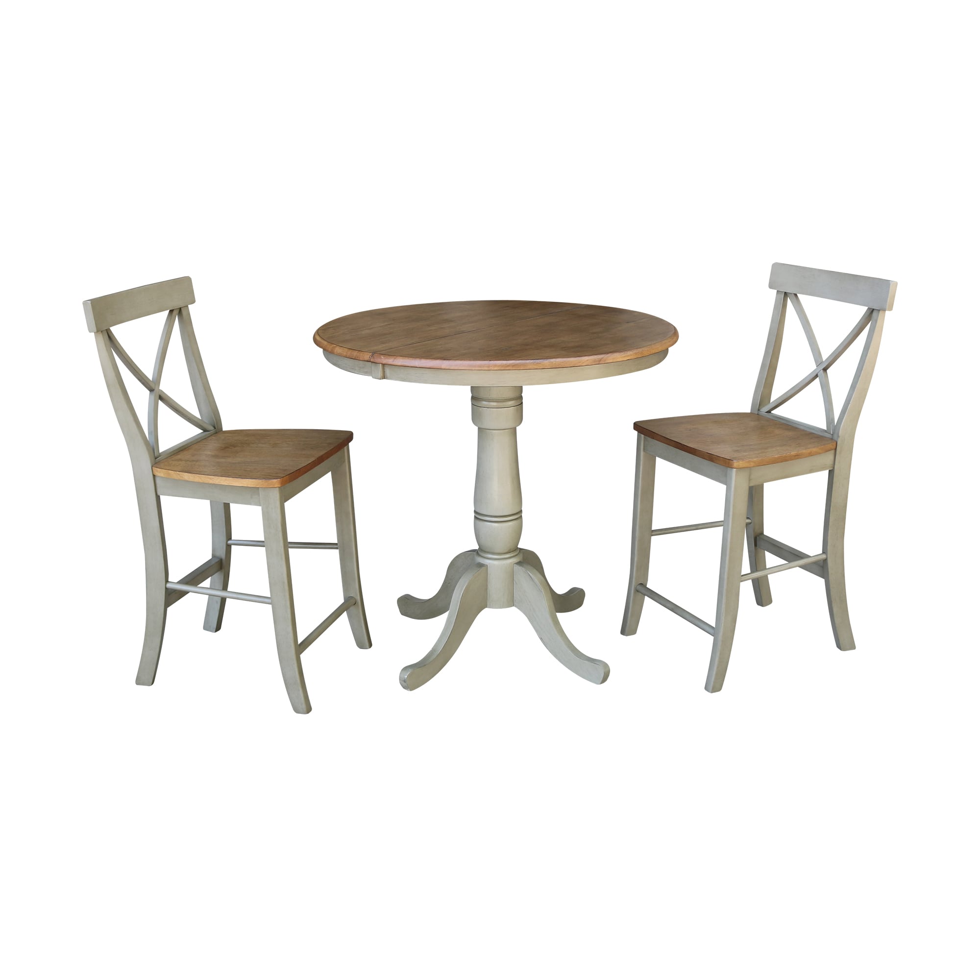 International Concepts K41-36RXT-6B-S6132-2 Distressed hickory/stone Traditional Dining Room Set with Round Table ( Seats 4 )