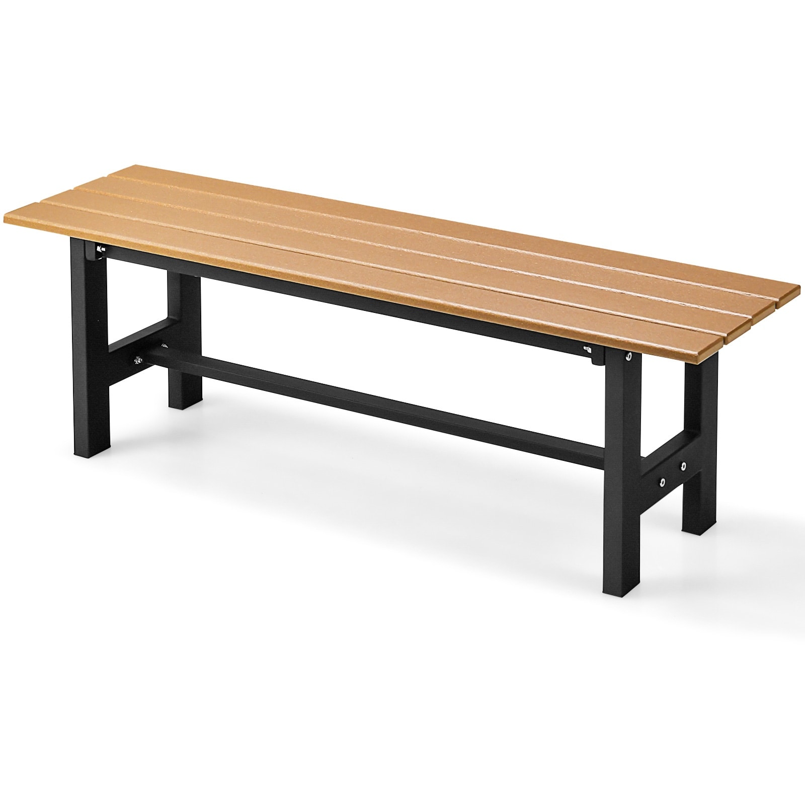 Volenca - 47-in Outdoor HDPE Patio Bench with Breathable Slatted Seat and Plastic-Coated Iron Frame