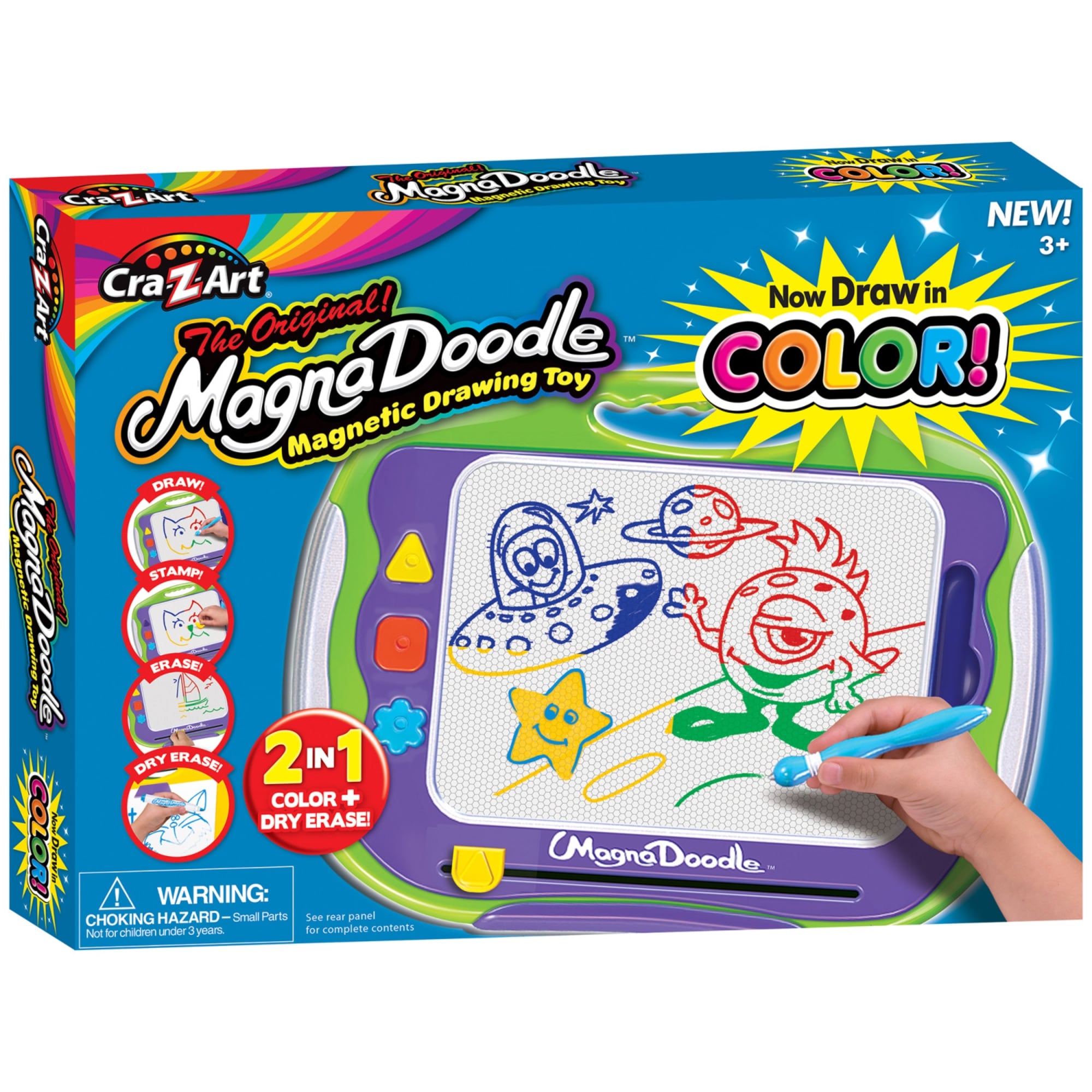 Cra-Z-Art G0884920146013 Magnetic Drawing Board, 2-in-1 Magna Doodle in Color with Portable Board, Stampers, Marker and Pen