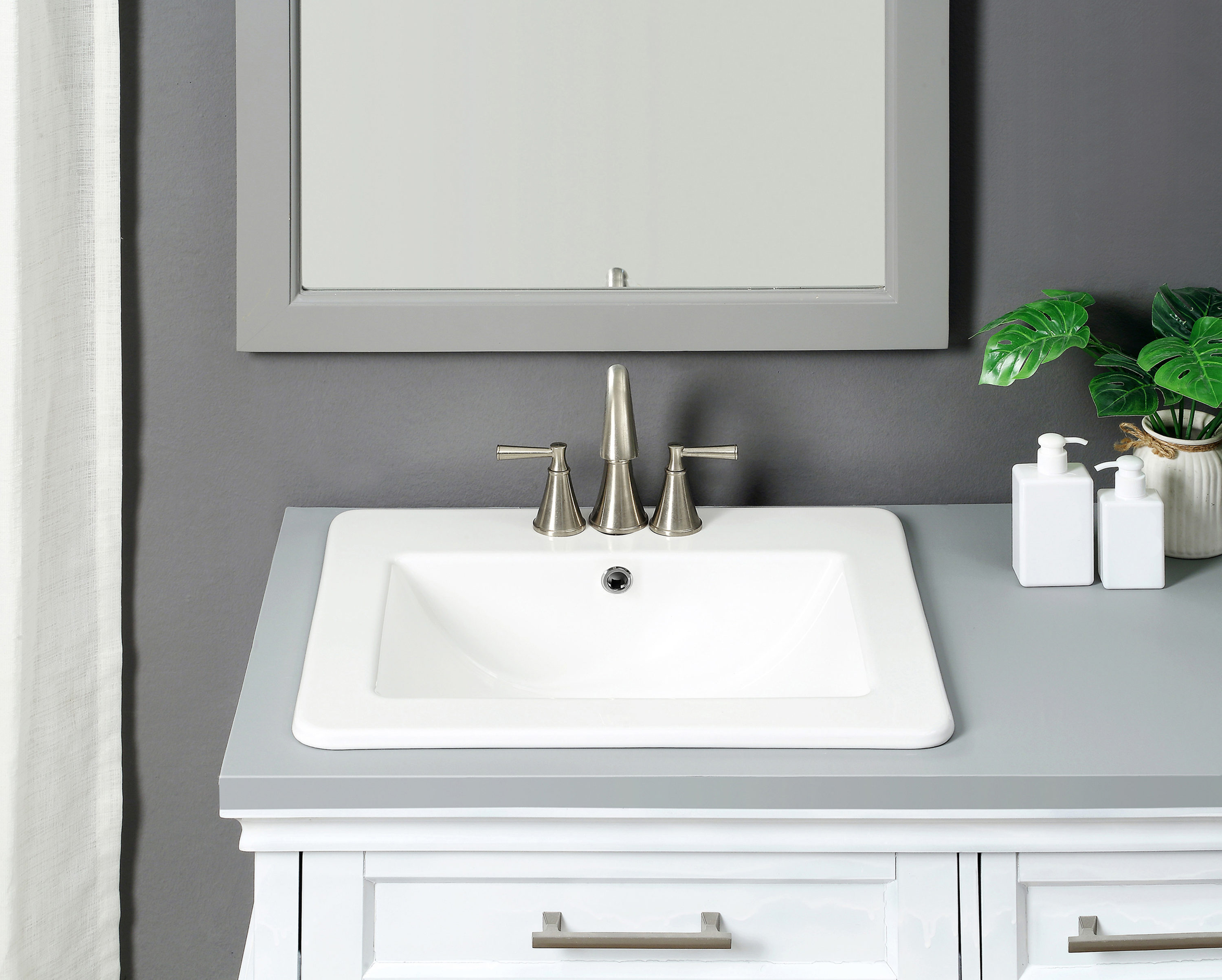 allen + roth White Drop-In Rectangular Traditional Bathroom Sink (21.26-in  x 18.5-in) at