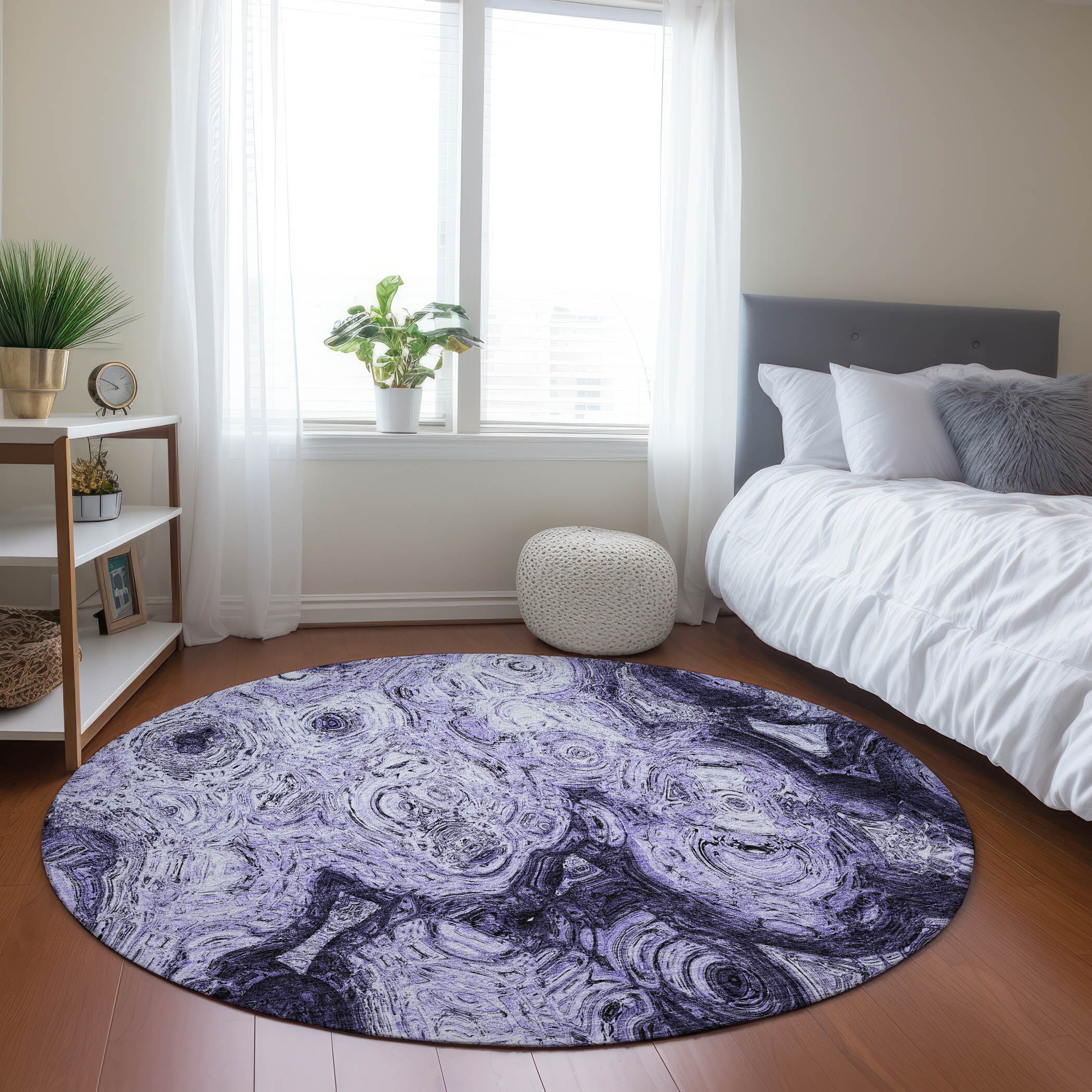 Addison Rugs ACN579PP8RO Chantille ACN579PP 8 x 8 (ft) Polyester Purple Round Indoor/Outdoor Geometric Machine washable Area rug