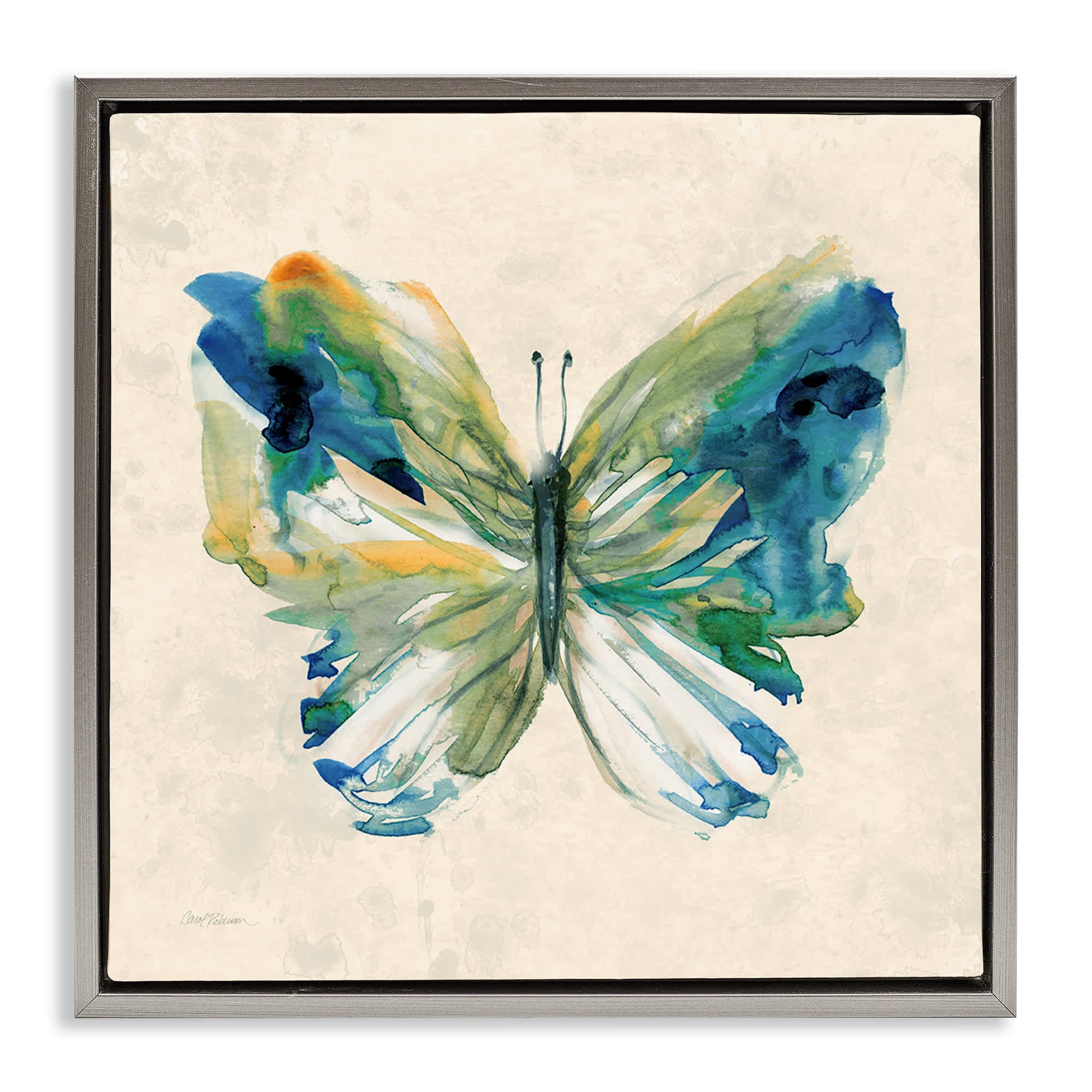 Stupell Industries BS-247-FFL-24X24 Vivid Abstract Butterfly Wings Floating Frame design by Carol Robinson