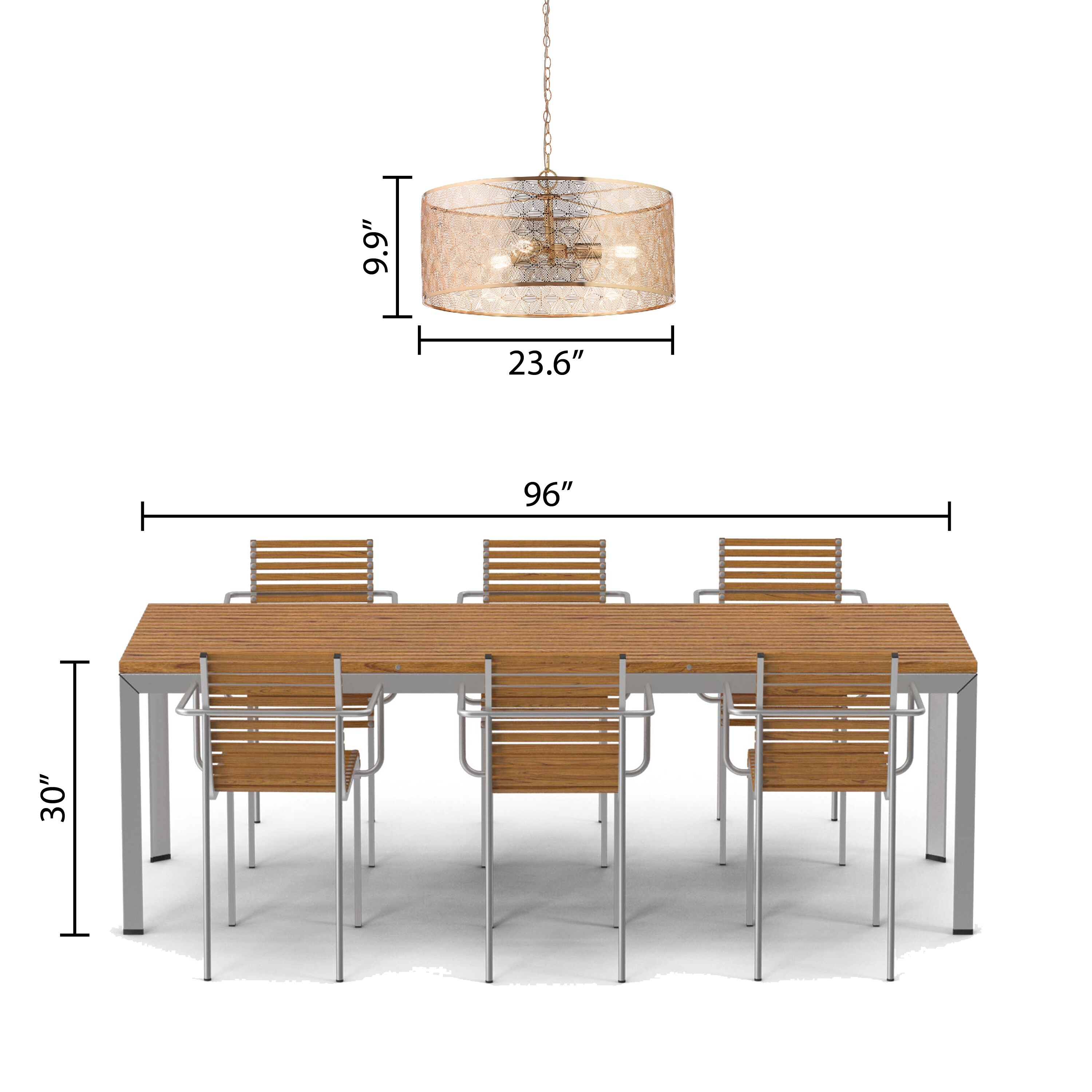 Elegant Polished Gold 25.5" Drum Chandelier with Geometric Cutouts