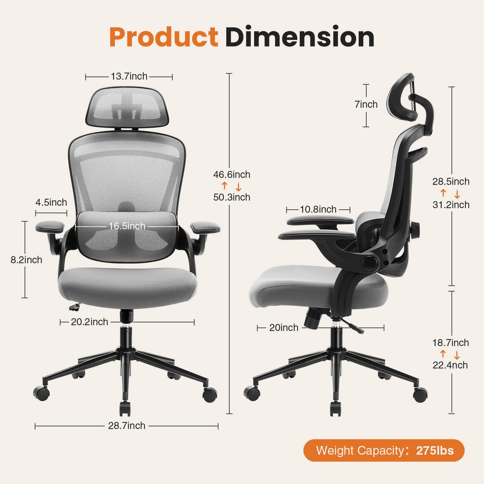 Bestier USLOW-HJ088985 Office-Chairs - View #2