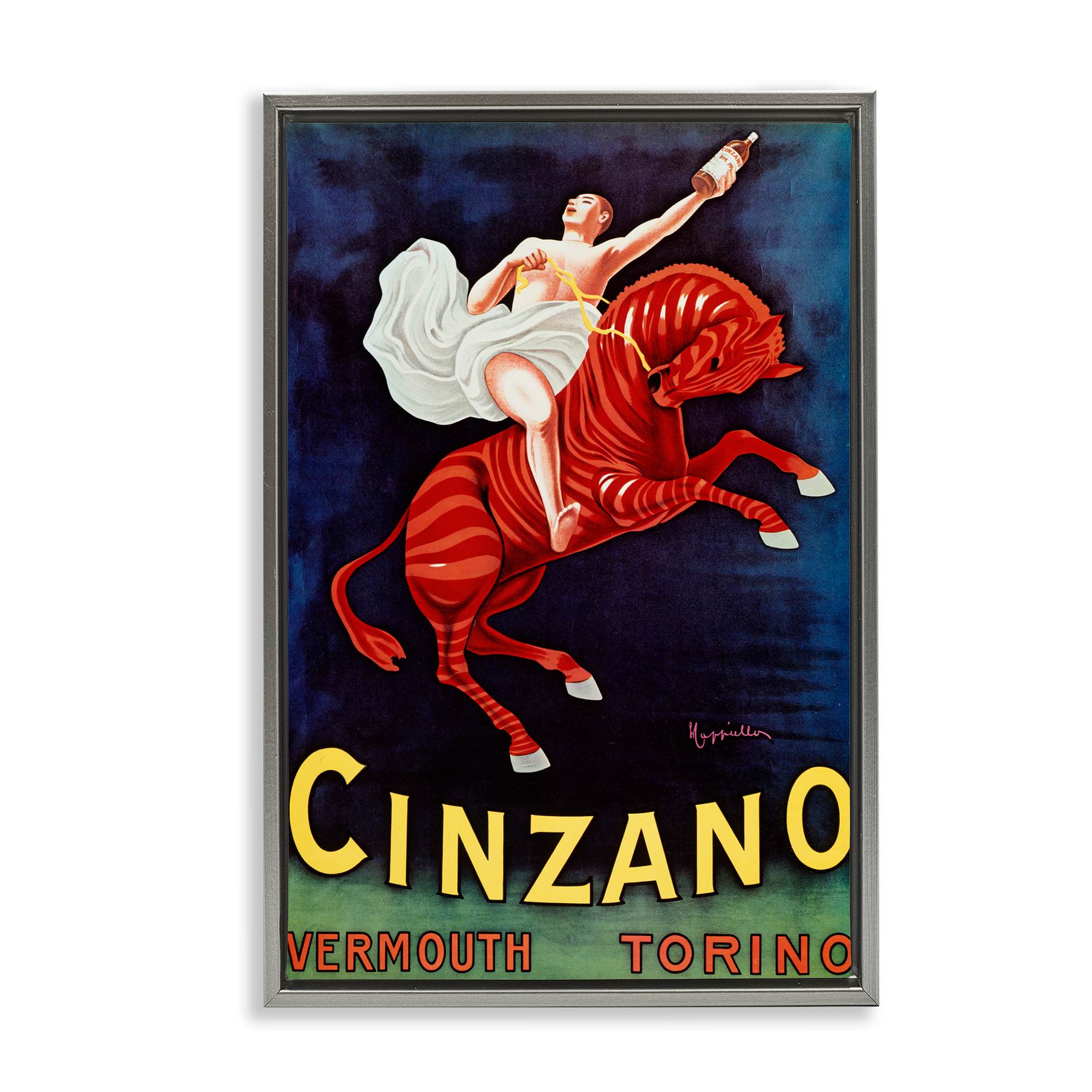 Stupell Industries BT-379-FFL-16X24 Cinzano Wine Advertisement Gray Framed Floater Canvas Wall Art By Marcus Jules 17 x 25
