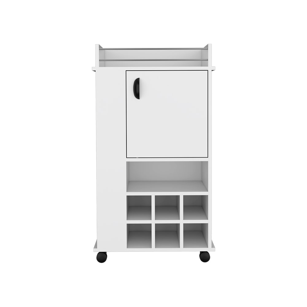 Damerin KK783A White Wood Base with Wood Wood Top Rolling Kitchen Island ( 21.65-Inches x 16.33-Inches x 38.77-Inches )