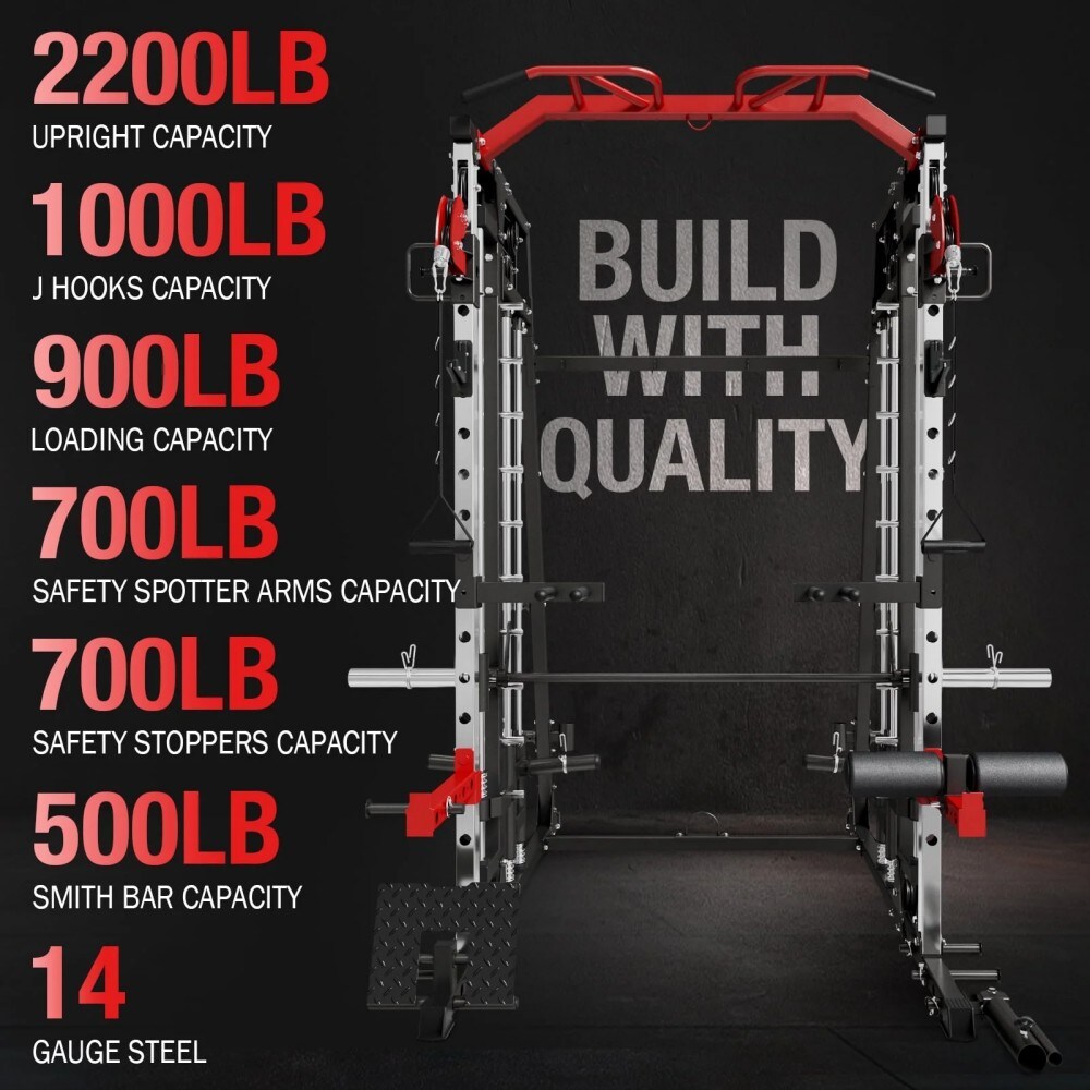 Mikolo M4 Smith Machine Package- 2200 lbs Power Rack Cage-800LBS ...