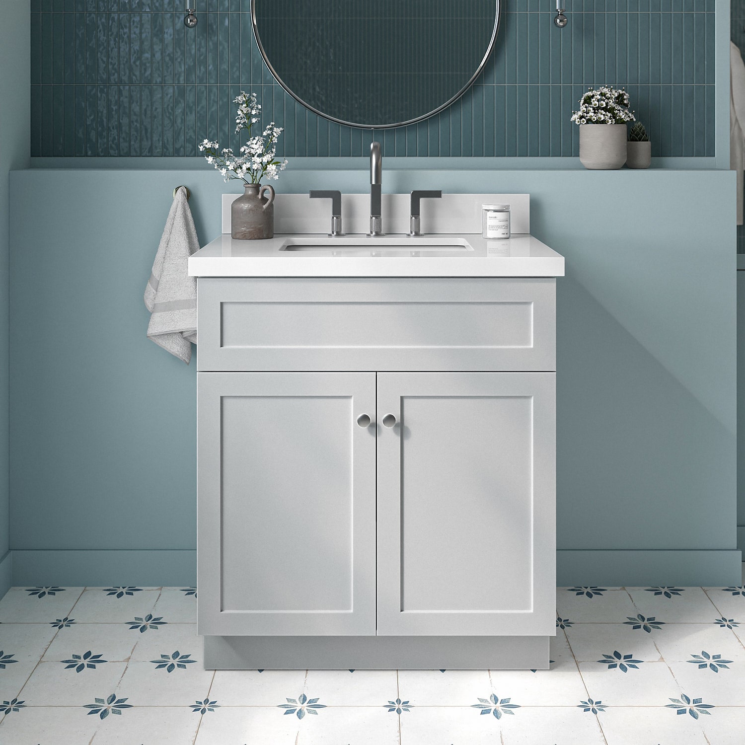 ARIEL F031SWQRVOGRY Hamlet 31-in Grey Undermount Single sink Bathroom Vanity with Pure White Quartz Quartz Top