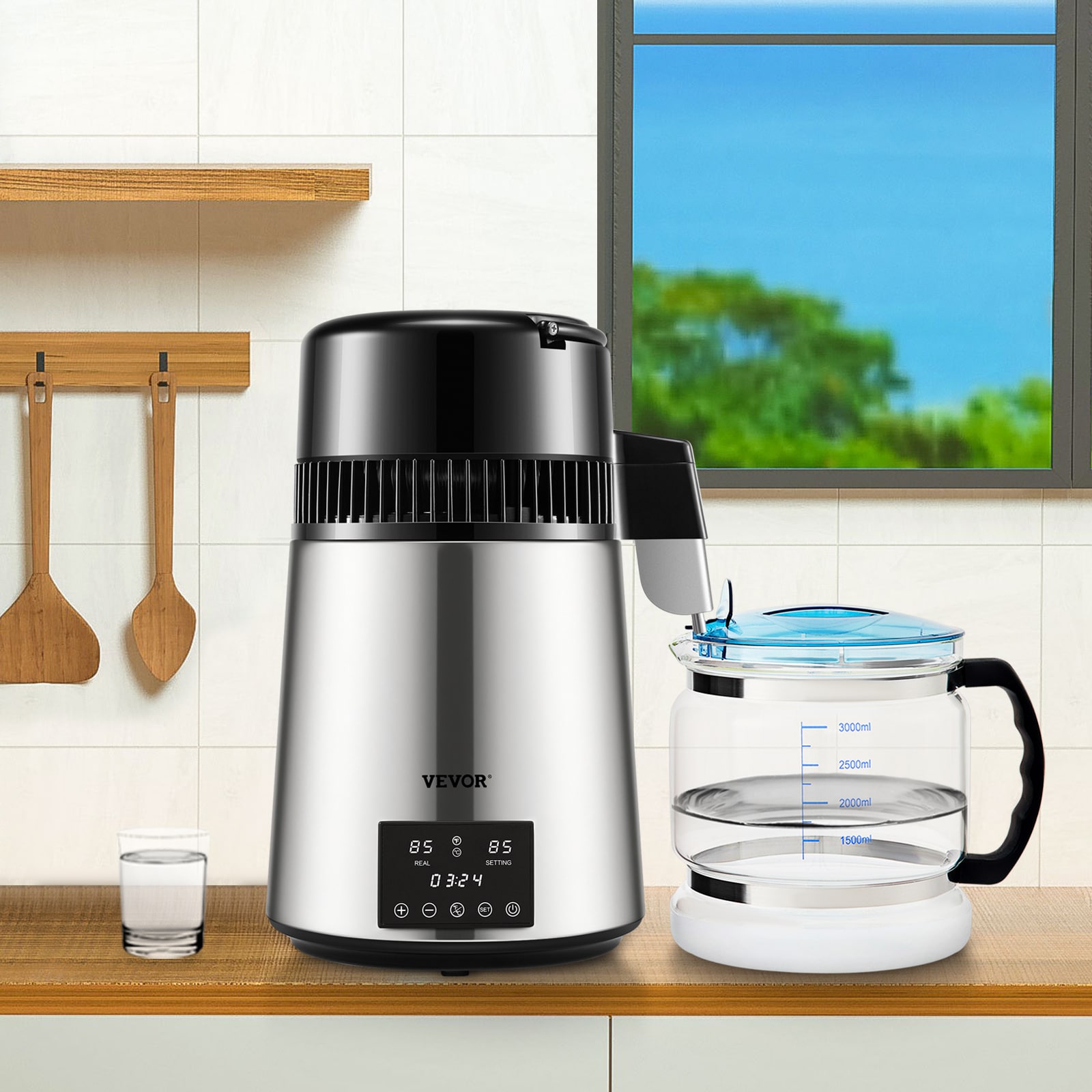 VEVOR 1750 W 9.5 Gal/D Water Distiller 304 Stainless Steel 1-Cup Corded Digital Electric Kettle with Automatic Shut-Off DSD15LH4L110VJKL3V1 Sansujyuku sansujyuku.com