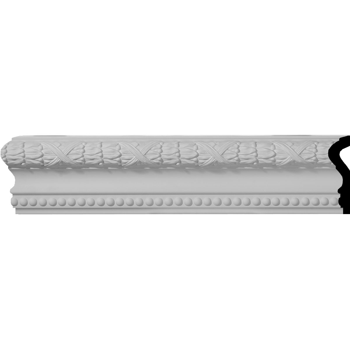 Ekena Millwork MLD04X01DU-CASE-12 Dublin Leaves 4-in x 7-ft 10-1/2-in Primed Polyurethane Chair rail Moulding 12 -Pack
