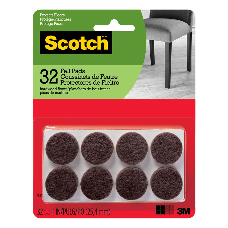 Scotch Gripping Pads, 1 in. Diameter, Brown, 24/Pack