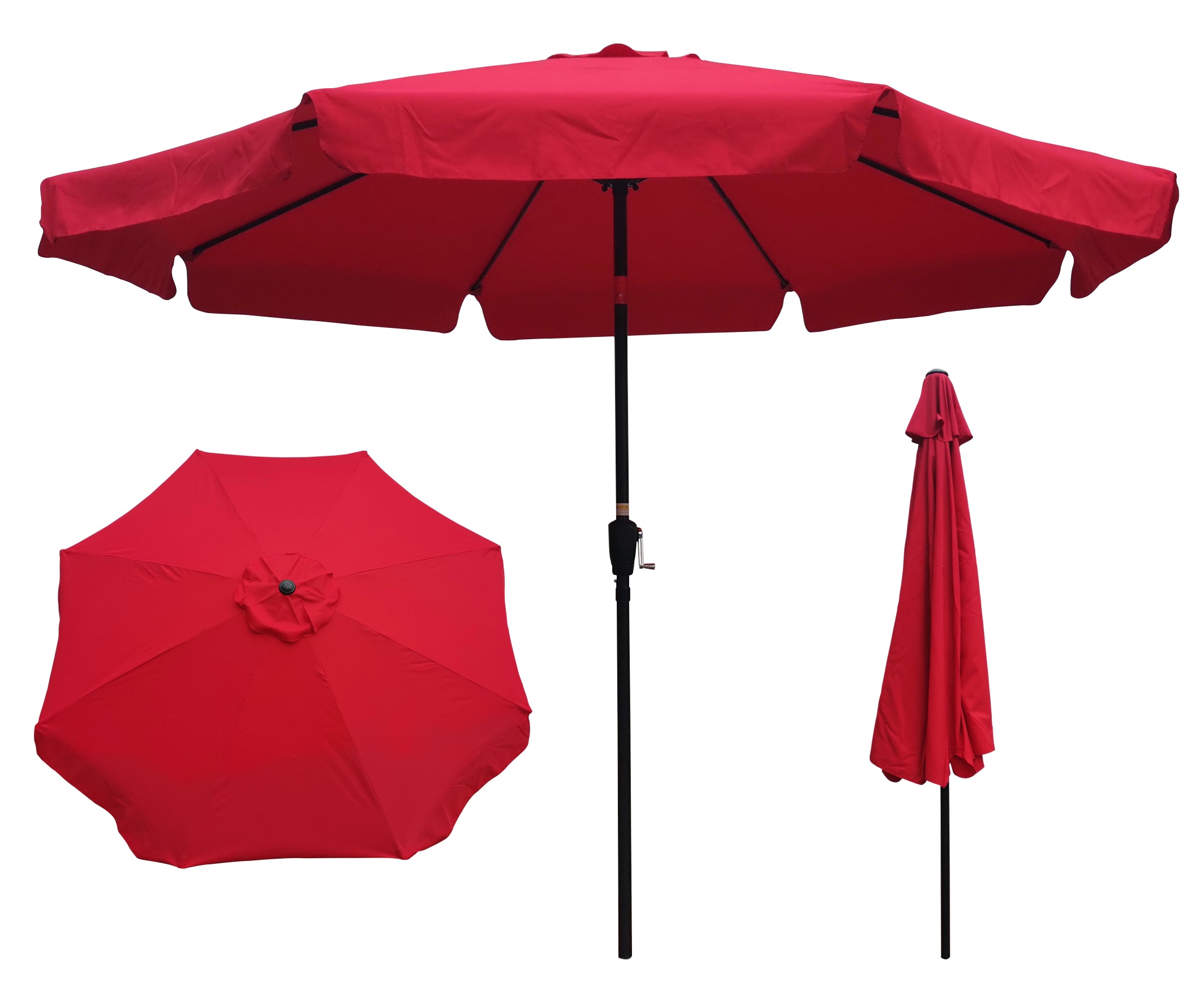  GTN27947 10-ft Steel Red Push-button Tilt Garden Patio Umbrella