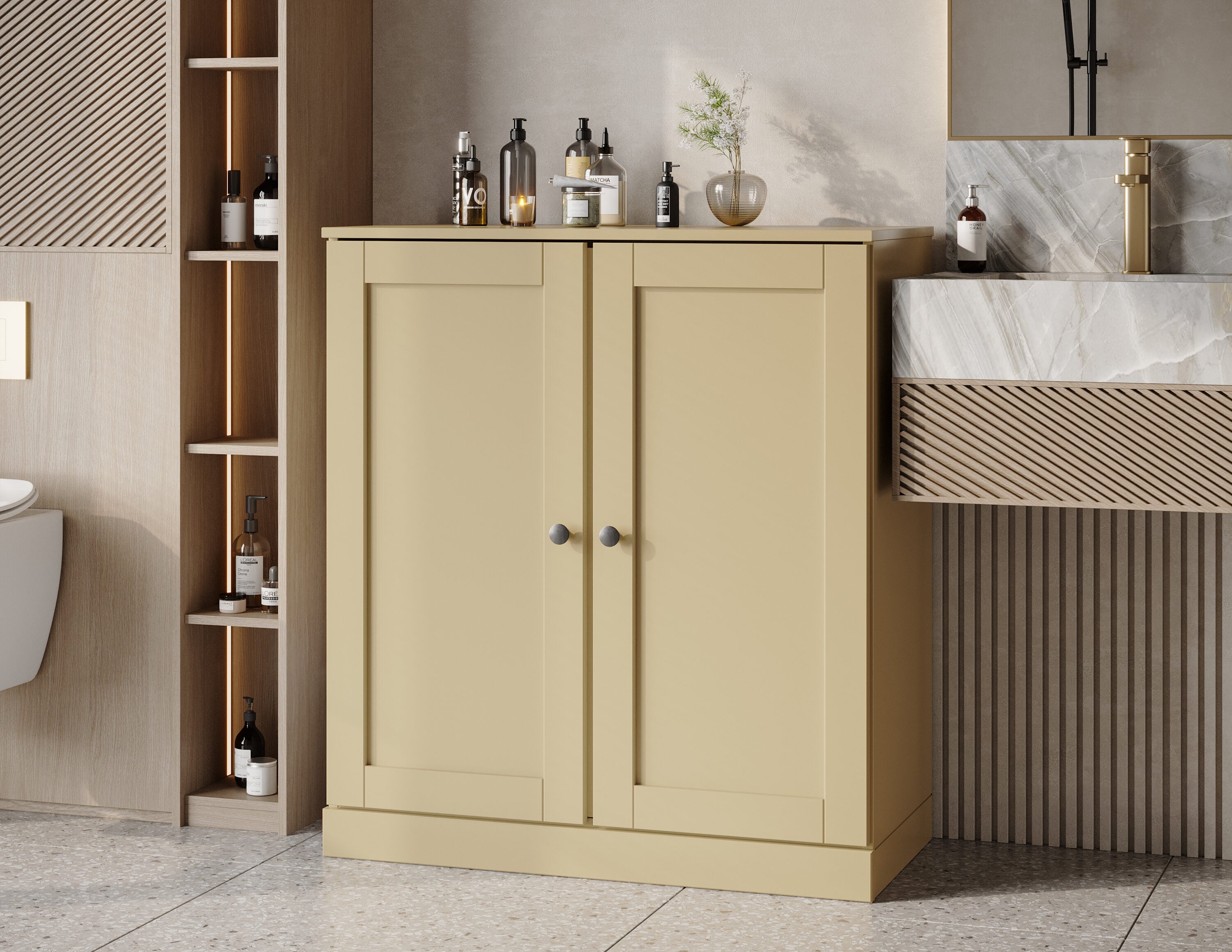 Palace Imports 32-in W Solid Wood Short Shaker Bathroom Linen Laundry Room Storage Cabinet
