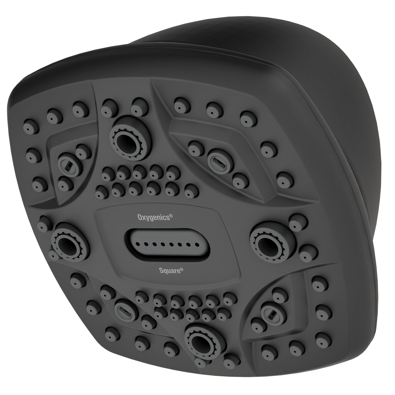 Oxygenics 35271 6.0 -Settings Matte Black 4.5-in Square Fixed High Pressure Shower Head 1.8 GPM