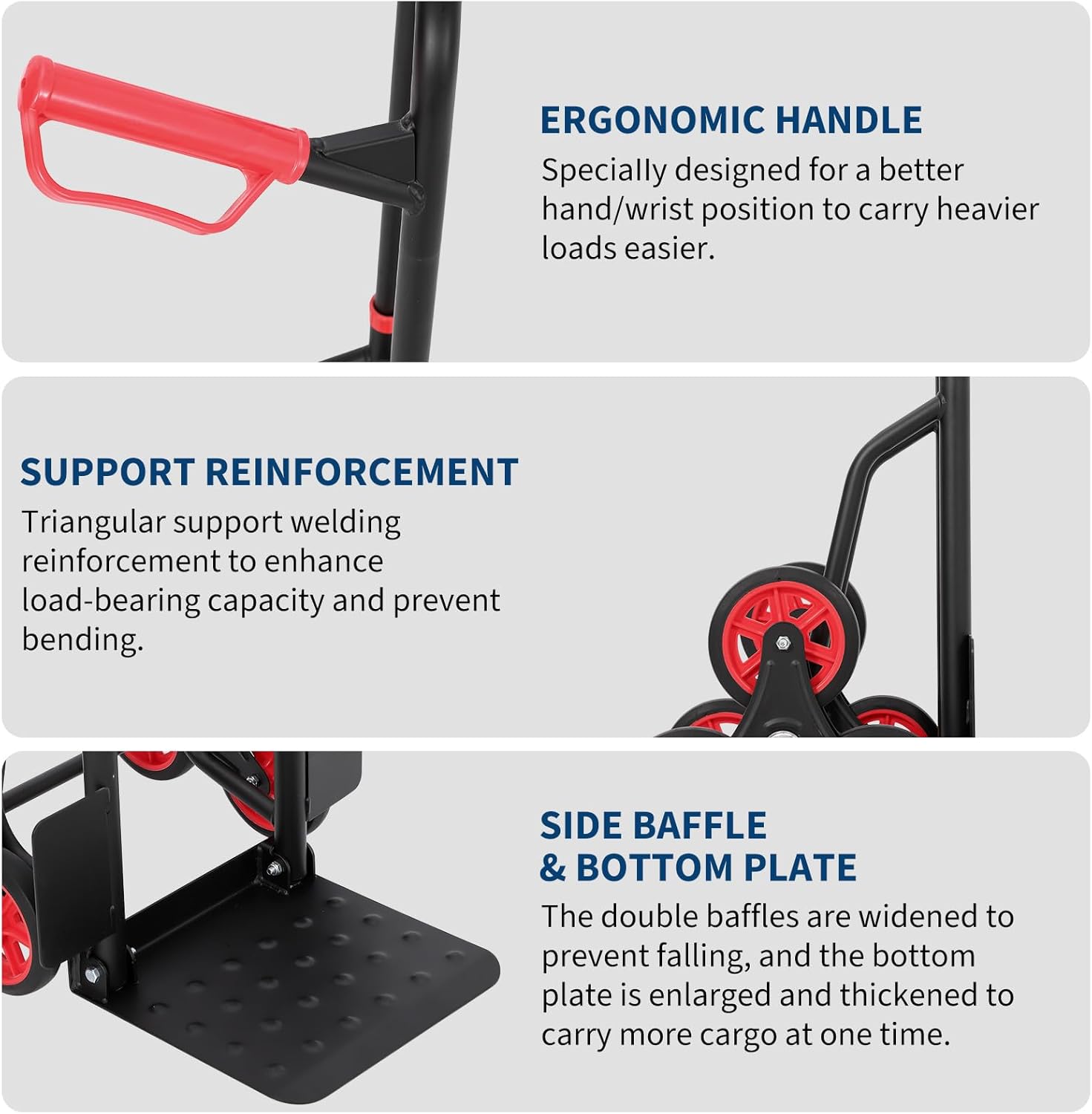 Qeetex Stair Climbing Cart-330lb Heavy Duty Hand Truck with 6 Wheels ...