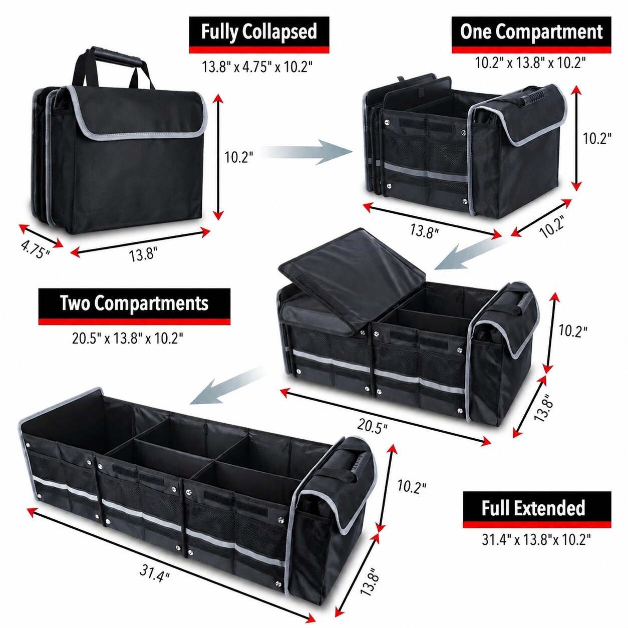 Etokfoks Waterproof Car Trunk Organizer with Insulated Leakproof Cooler ...