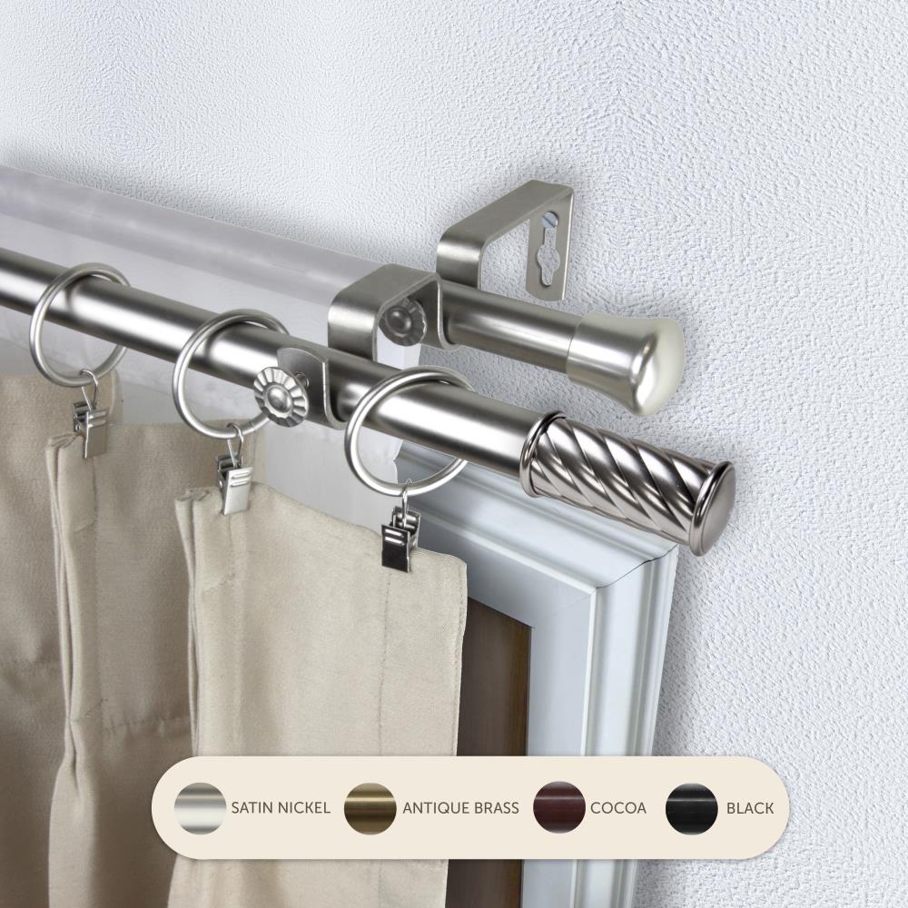 Hart & Harlow L4736-485 13/16-in Simmons 48-in to 84-in Satin Nickel Steel Double curtain rod with Finials