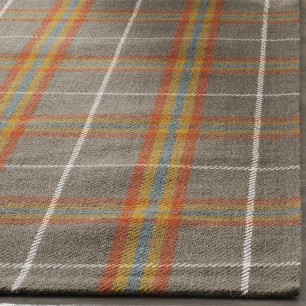 Marbella Gray and Orange Hand Loomed Wool Area Rug