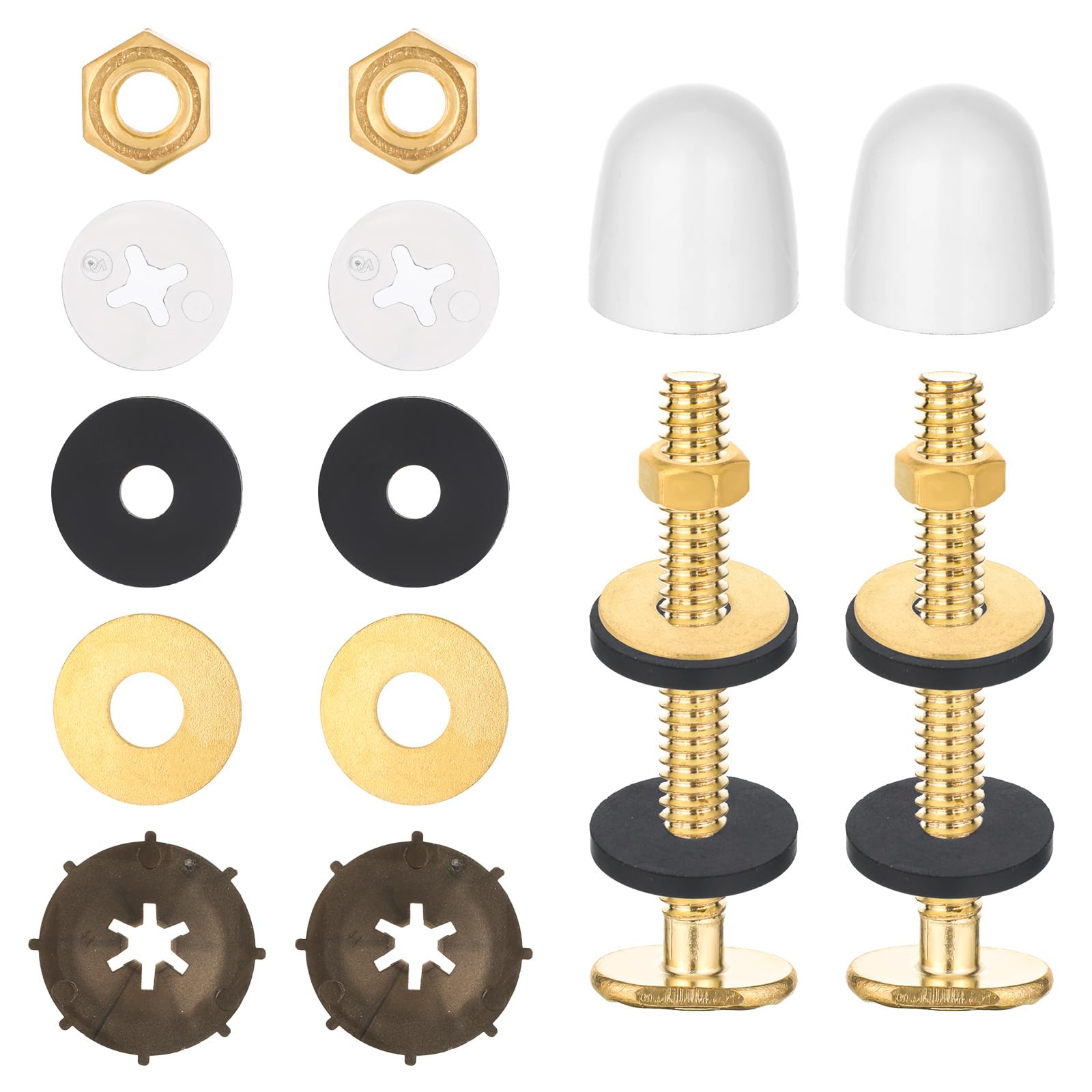 Afoxsos -  Toilet Bolts for Floor 2 Pack Heavy Duty Metal Flange Bolt Kit with Washers Nuts Caps ...