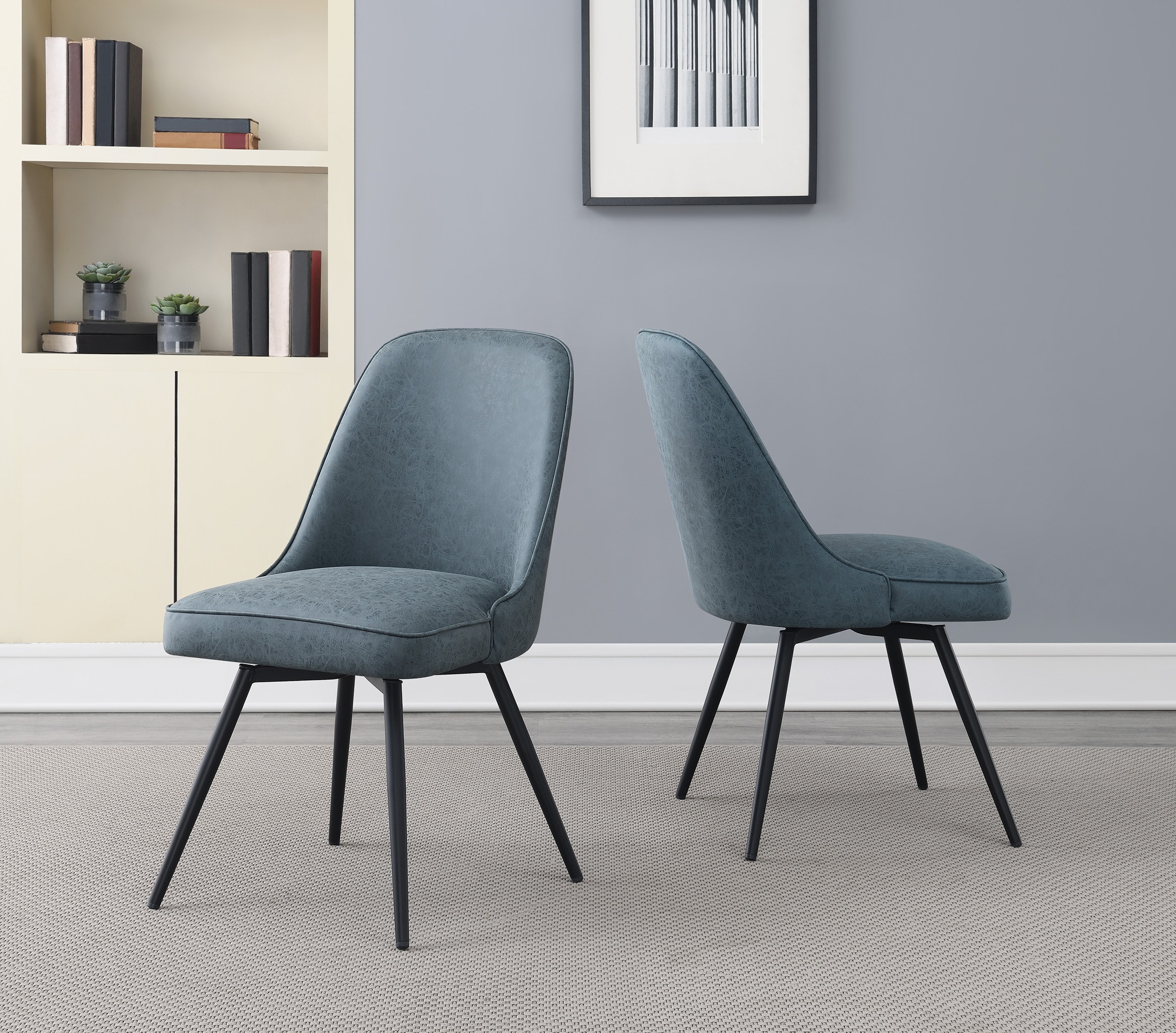 Office Star Products PTN-P45 2 Penton Casual Navy Faux leather Swivel Accent Chair