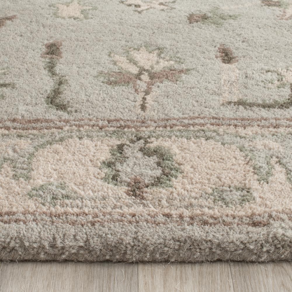 Elegant Gray Hand-Tufted Wool Rectangular Rug 4' x 6'