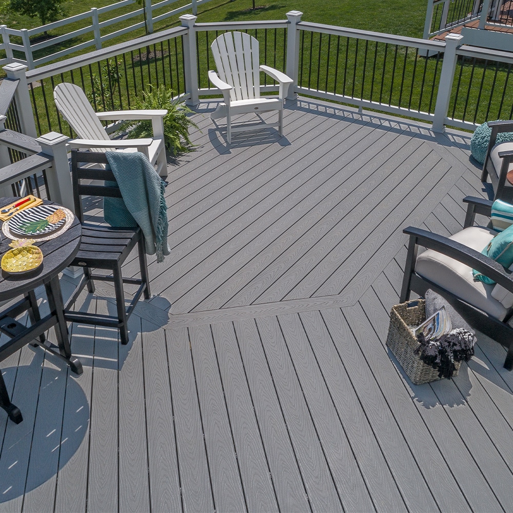 Trex Select 16-ft Pebble Grey Grooved Composite Deck Board in the ...