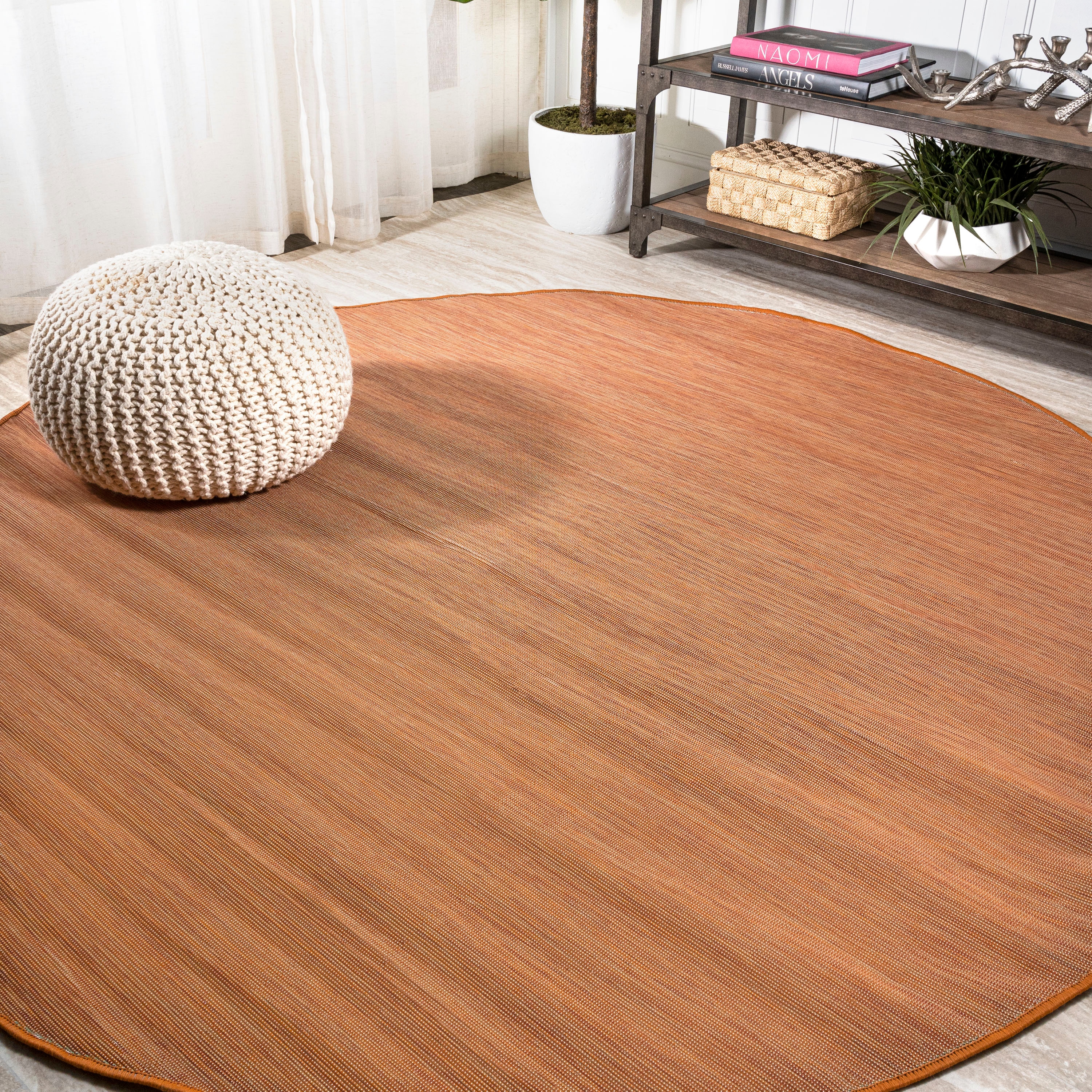 JONATHAN  Y TSN100C-6R TUSCAN SUN Ethan Flatweave 6 x 6 (ft) Loomed Polypropylene Orange Round Indoor/Outdoor Solid Coastal Area rug