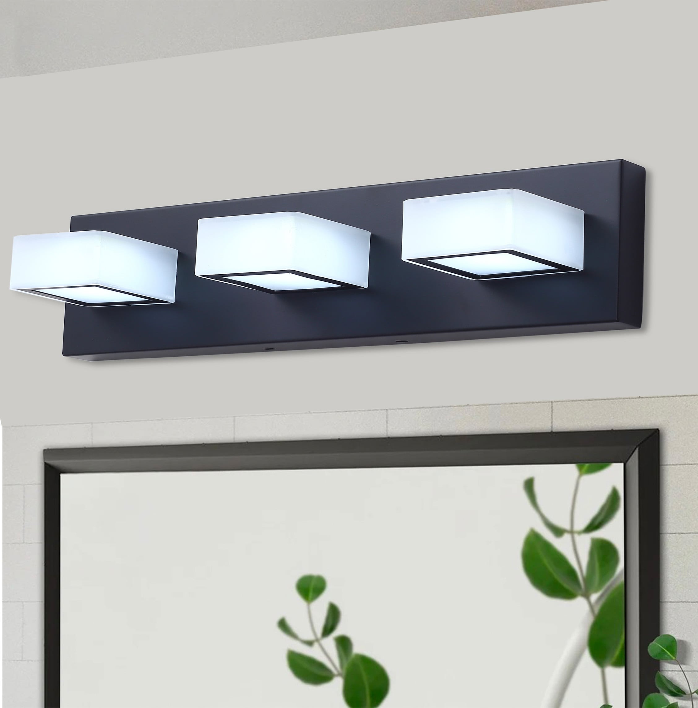 Aiwen HJ5191-3 19.68-in 3 -Light Black Integrated LED Modern/contemporary Vanity light