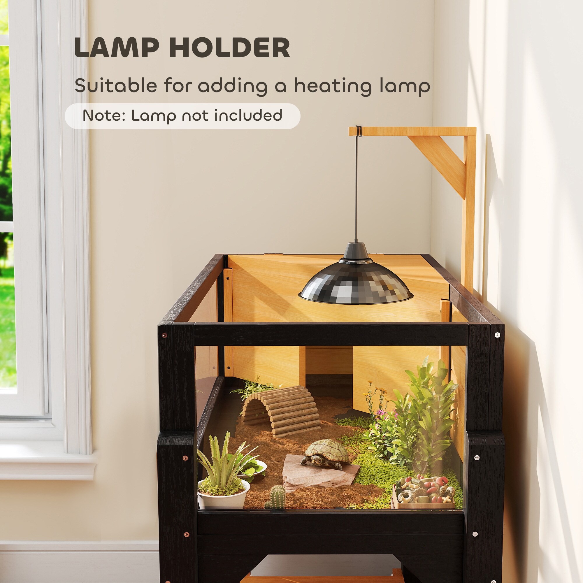 PawHut Tortoise Habitat Wooden Tortoise Enclosure with Storage
