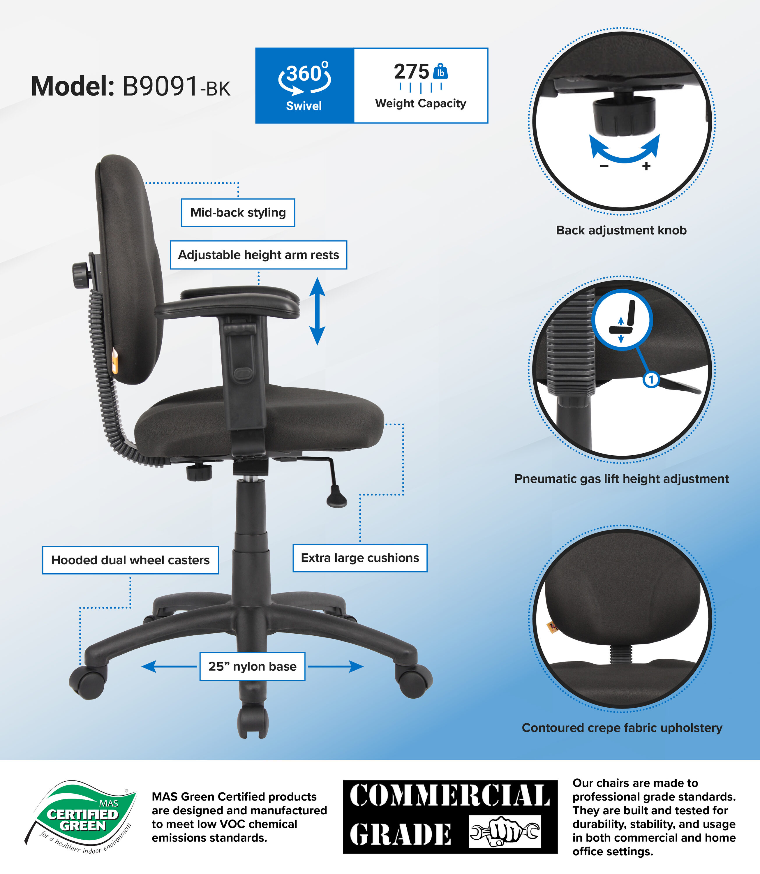 Boss Office Products B9091-BK Office-Chairs - View #8
