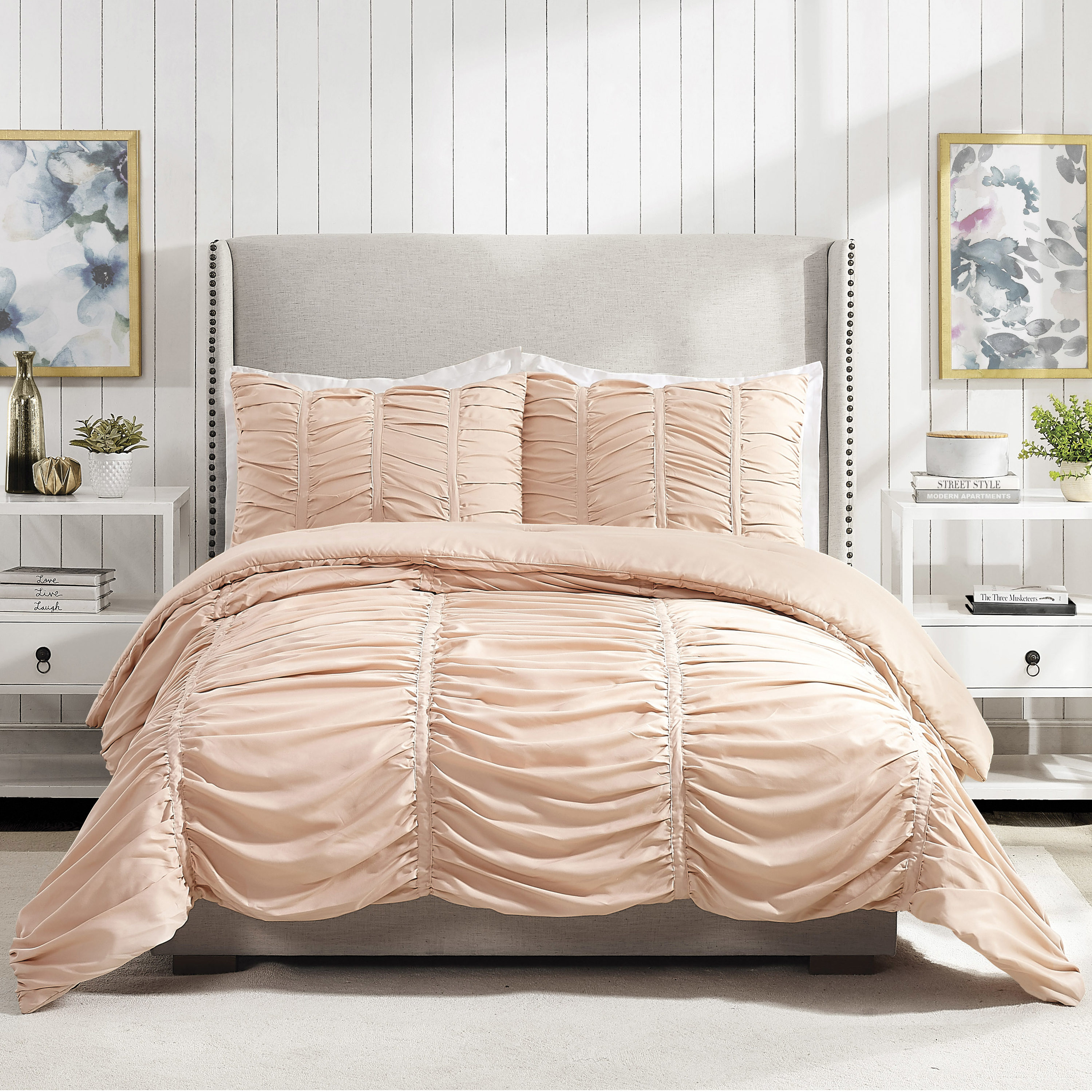 Modern Heirloom Emily Texture (Blush) 3-Piece Pink King Comforter Set ...