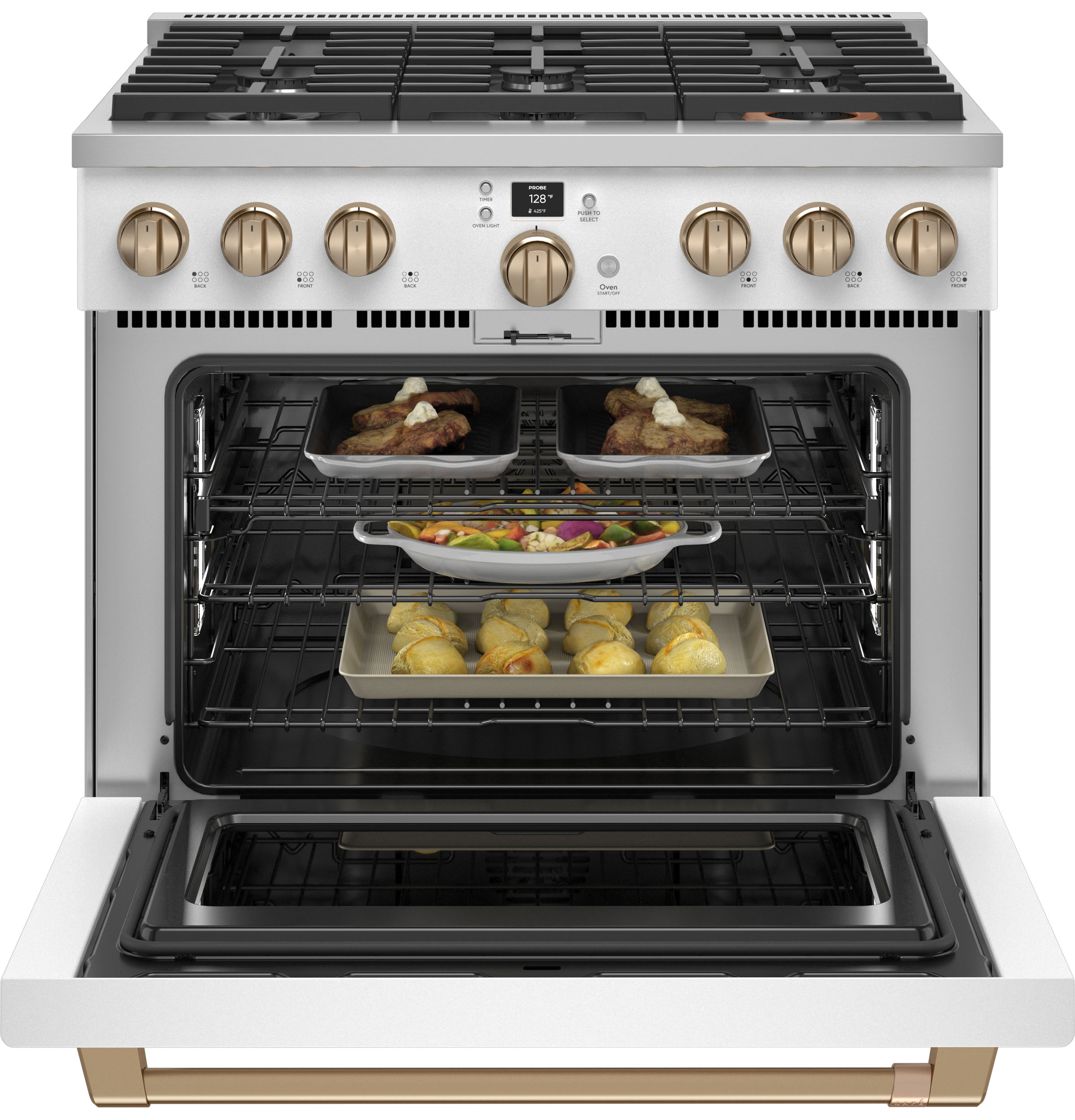 36W./24D. Dual Fuel Sealed Burner Range-4 Burners/Griddle-Arctic Grey