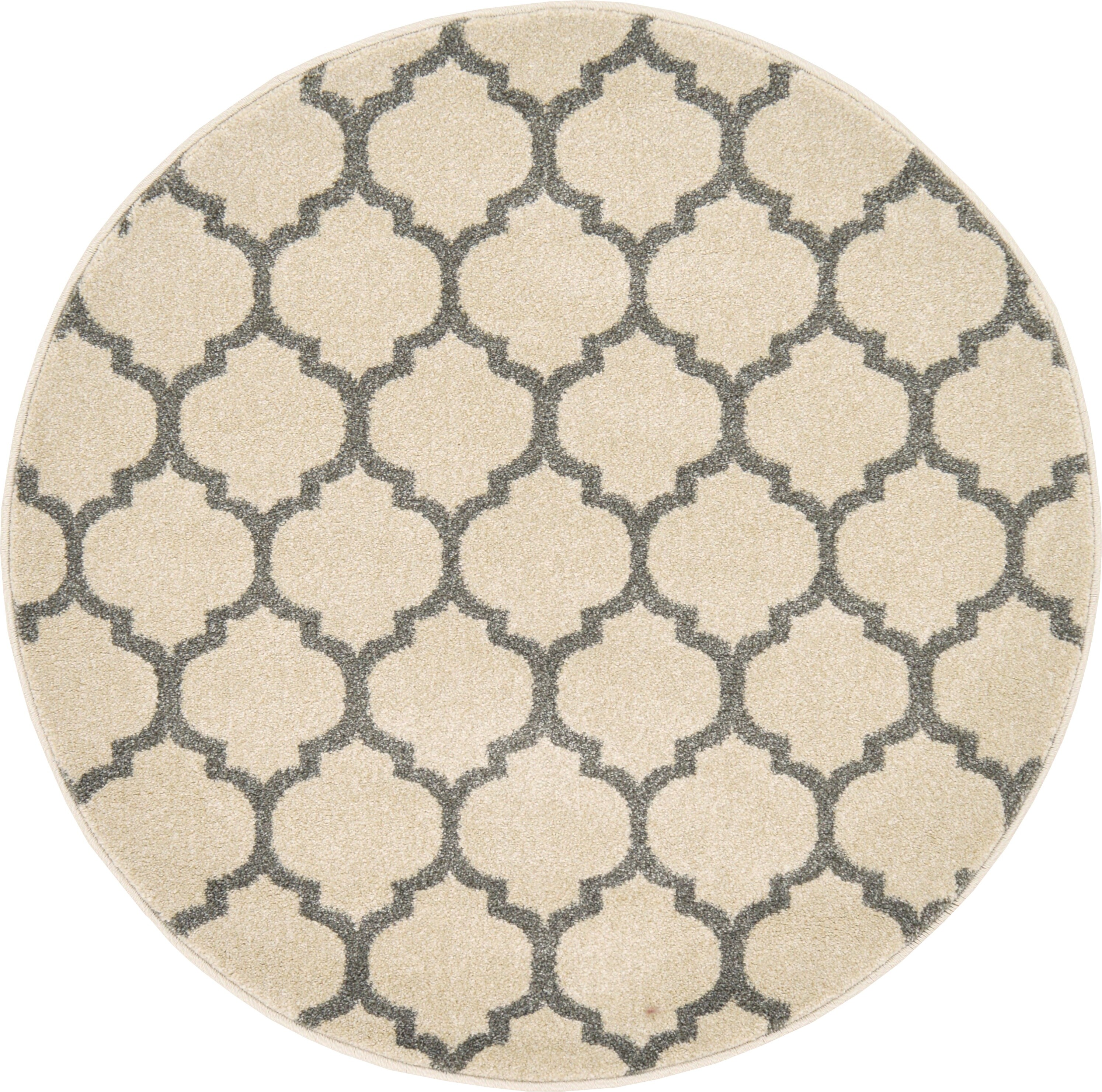 Unique Loom 3125015 Philadelphia Trellis 3 x 3 (ft) Loomed Polypropylene Beige and Gray Round Indoor Geometric Industrial Area rug