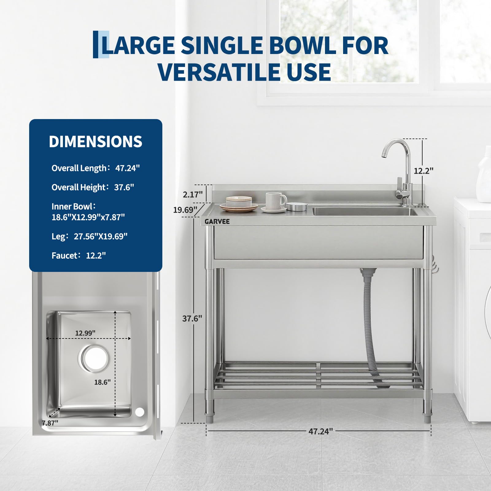 Garvee PHO-10L4PEZY Laundry-Tubs-Utility-Sinks - View #2