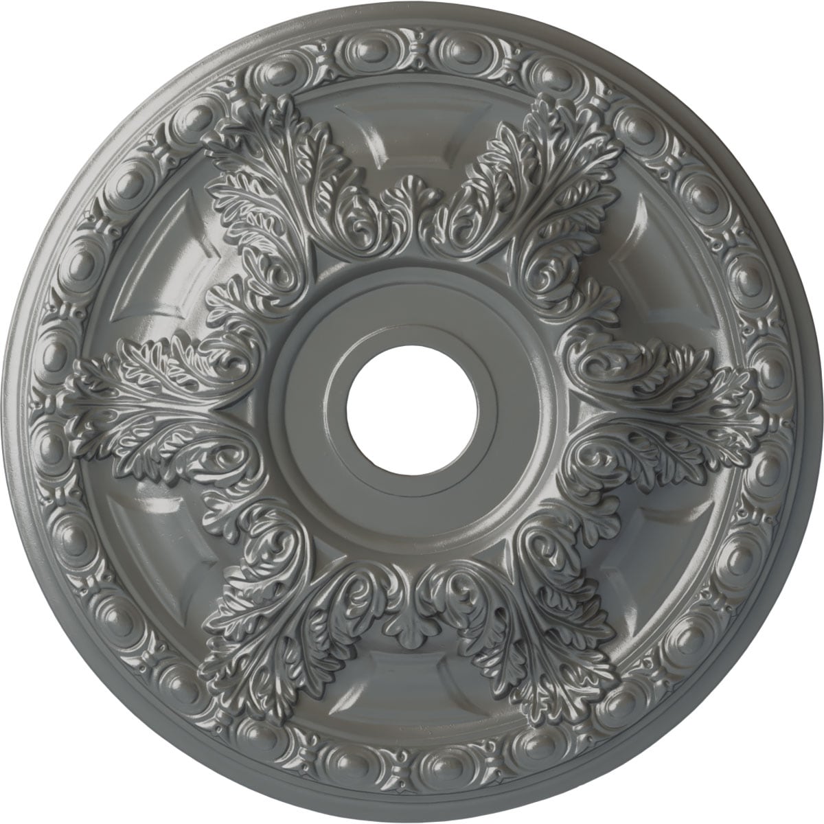 Ekena Millwork CM23GASLS Granada 23.375-in W x 23.375-in L Painted Silver Polyurethane Whole Ceiling Medallion