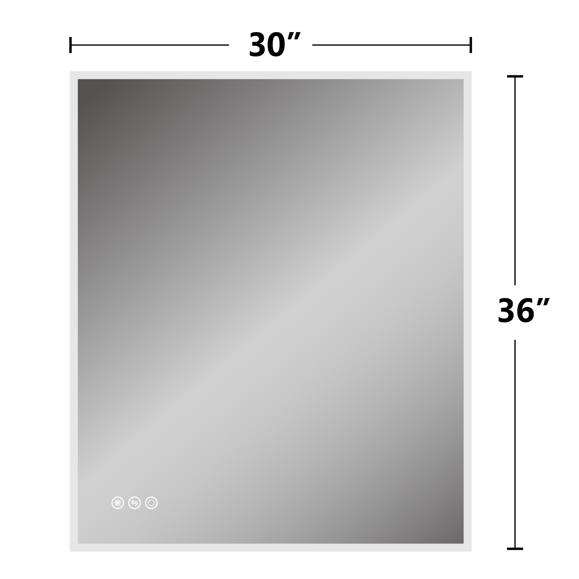 CASAINC Frameless LED bathroom mirror 30-in x 36-in Frameless Dimmable ...