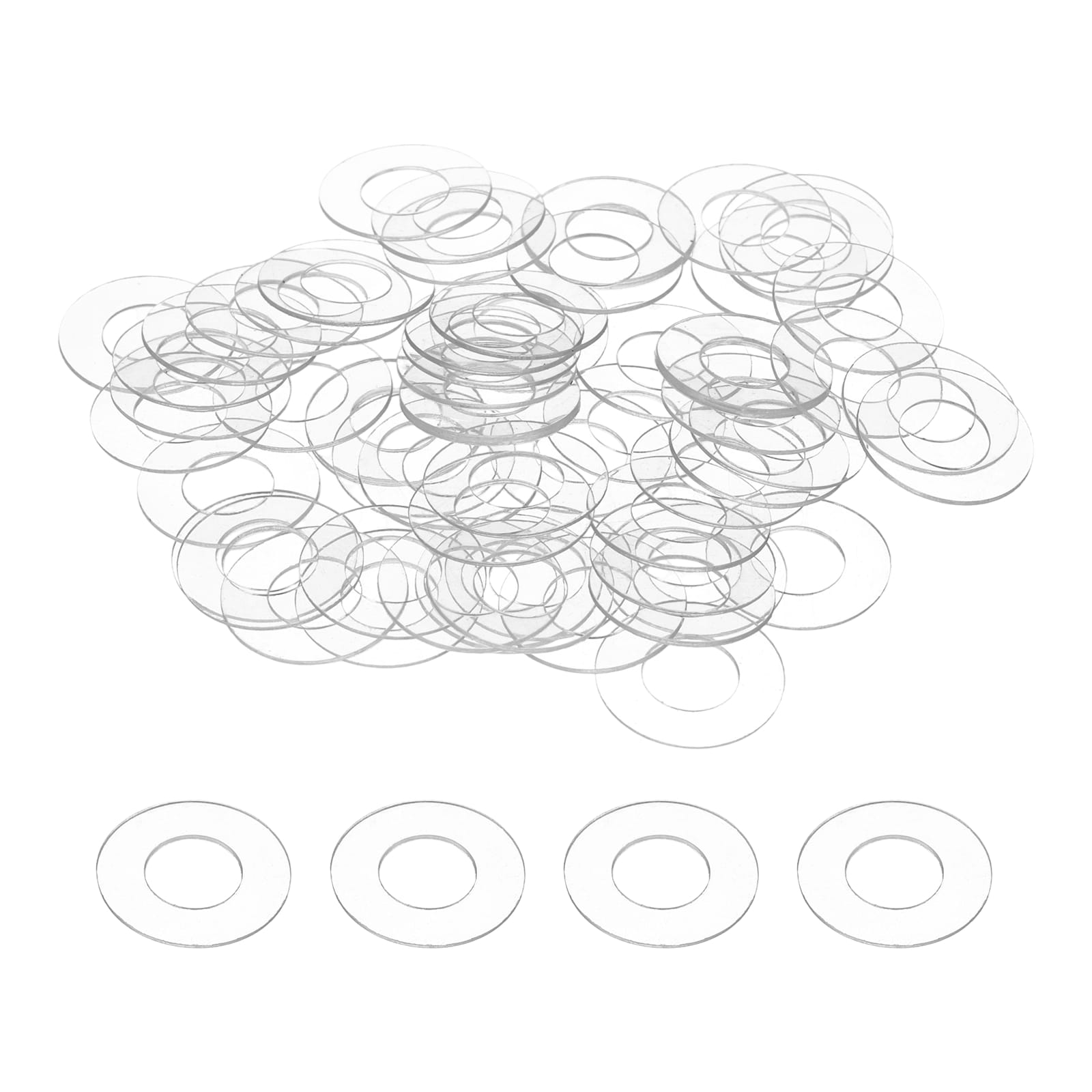 Unique Bargains 80pcs M8 PVC Clear Flat Washers 8mm ID 16mm OD 1mm Thick Glass Washer Shower Door Gasket for Shower Door Handle Towel Bars Transparent