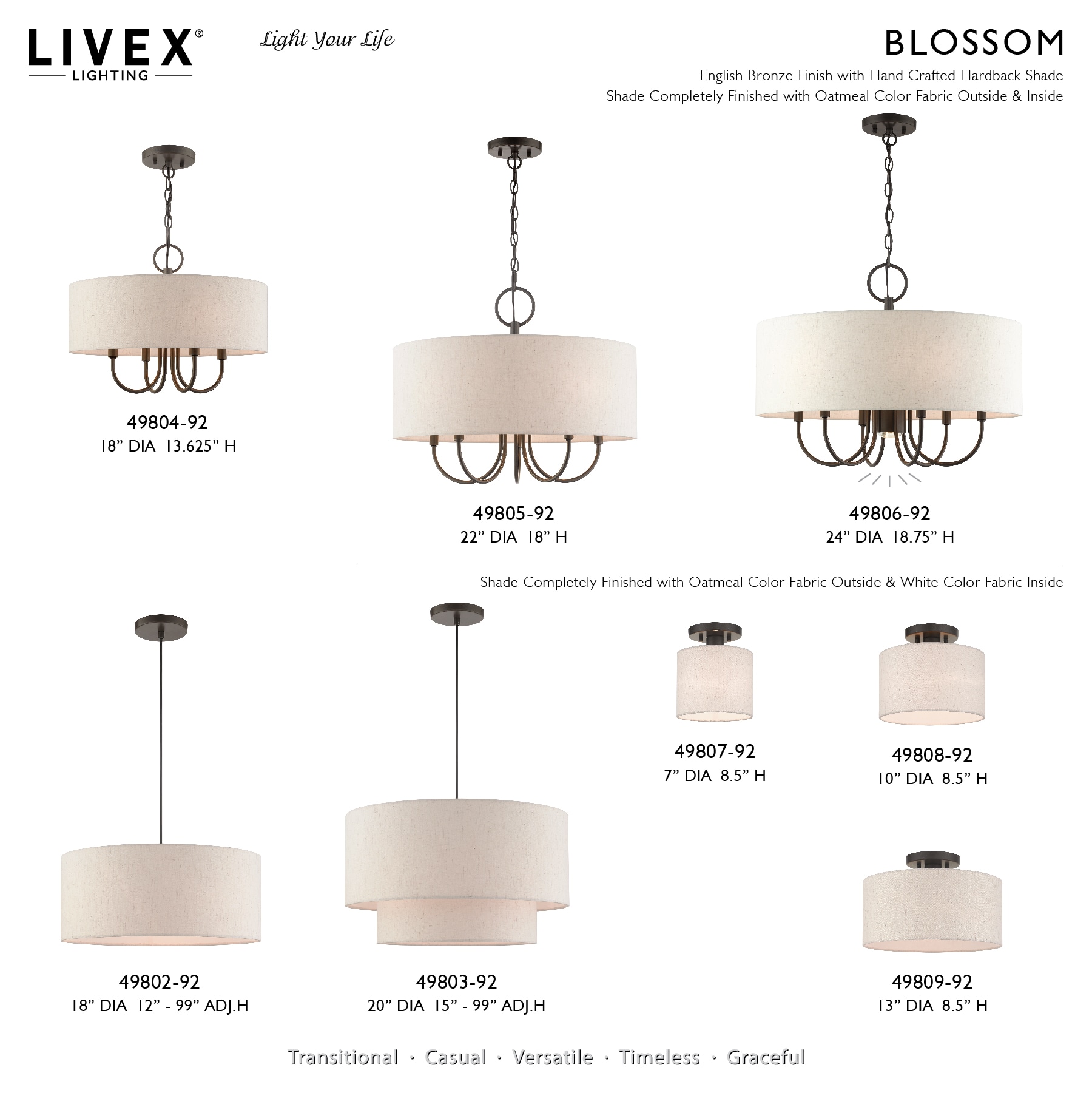 Meadow 3-Light English Bronze Drum Pendant with Oatmeal Shade