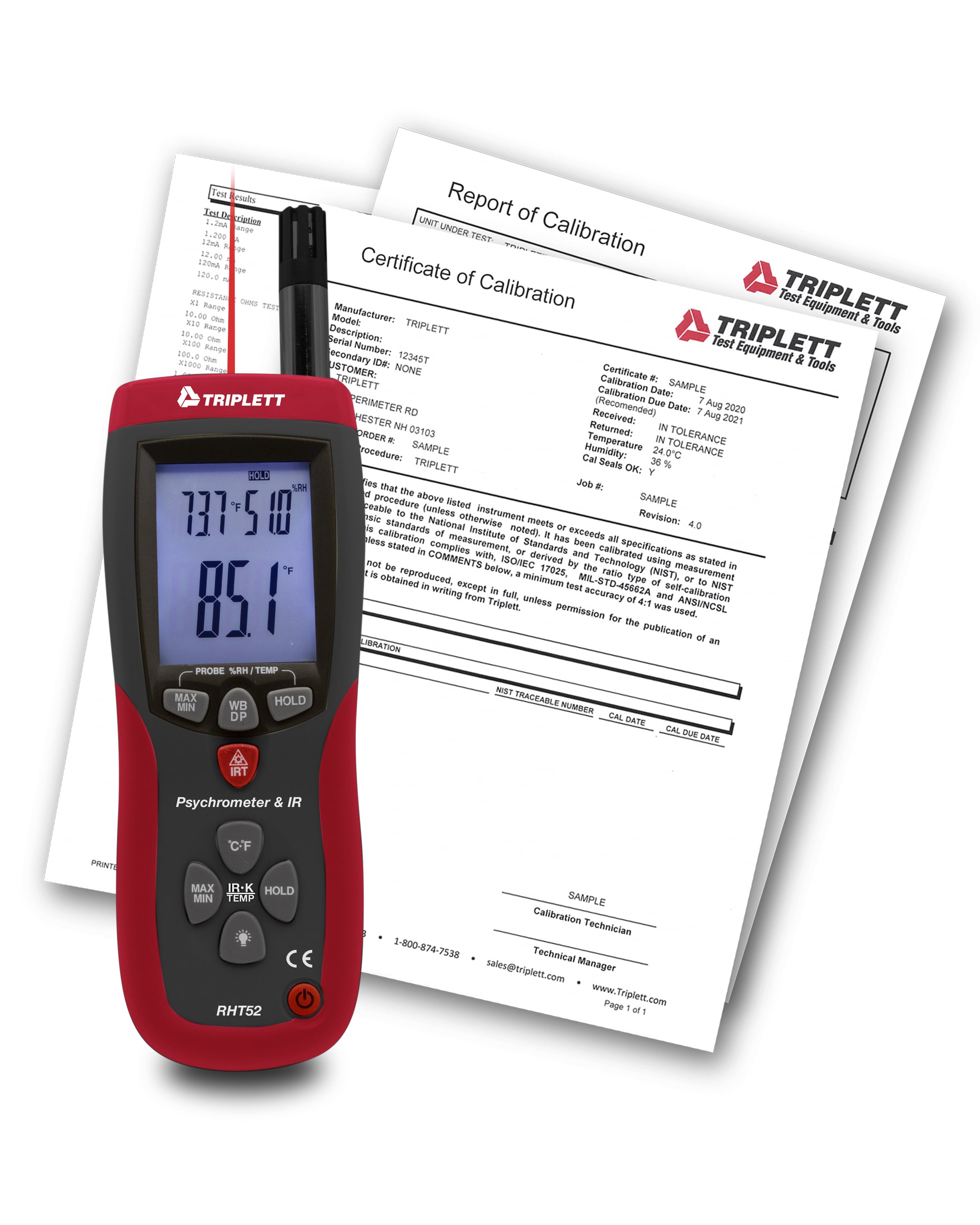 TRIPLETT RHT52-NIST Lcd Display Psychrometer Specialty Meter