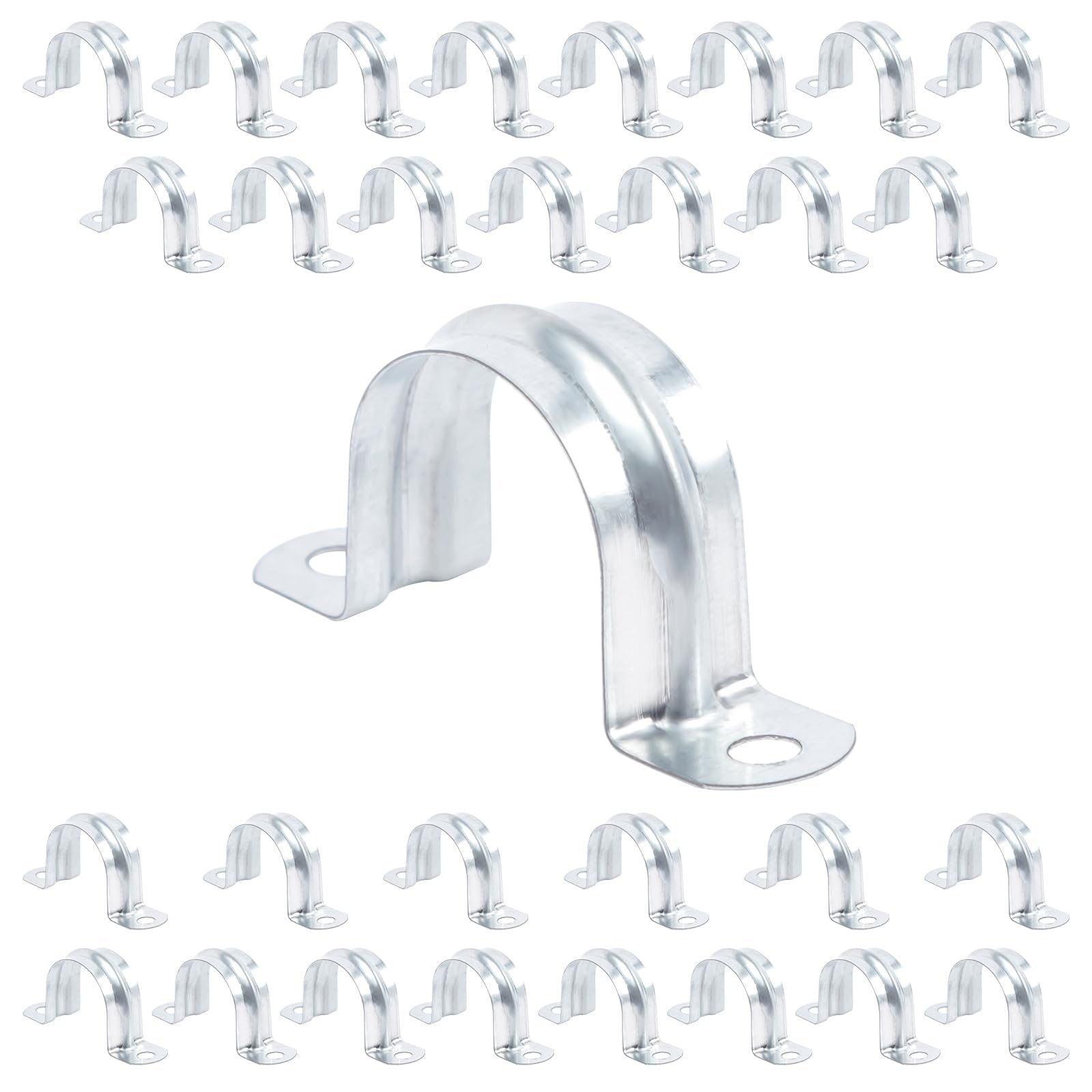Etokfoks  1 in Zinc Coated Rigid Conduit Strap Clamp U Bracket Cable Hanger for Pipe Fixing 30 pcs